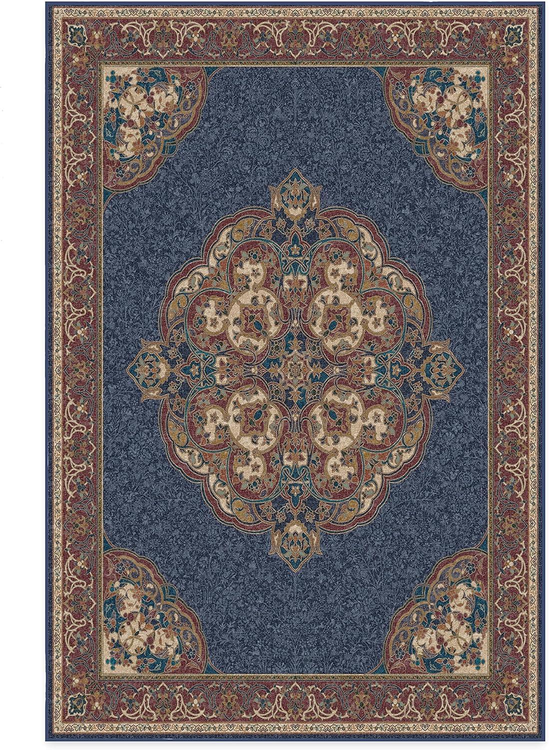 imageRUGGABLE x Disney Washable Area Rug Damask Charcoal 6 ft Round StainResistant NonSlip Medium Machine Washable Rugs for Living Room Bedroom Hallway Entryway ampamp Officewith Standard PadMickey Sapphire Standard Pad