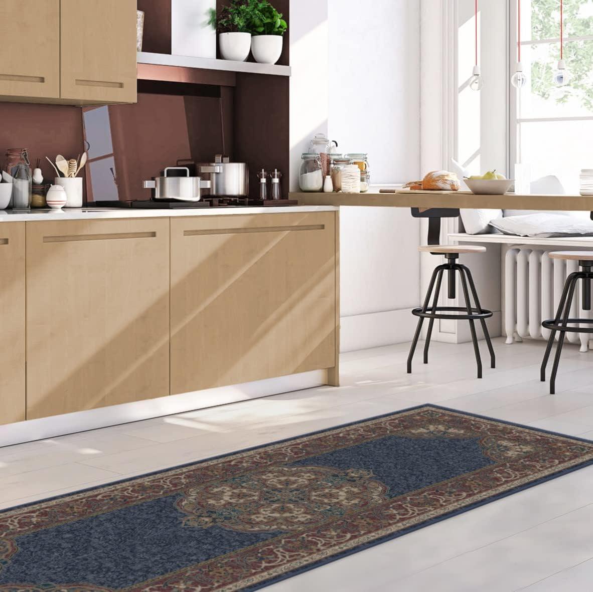 imageRUGGABLE x Disney Washable Area Rug Damask Charcoal 6 ft Round StainResistant NonSlip Medium Machine Washable Rugs for Living Room Bedroom Hallway Entryway ampamp Officewith Standard PadMickey Sapphire Standard Pad