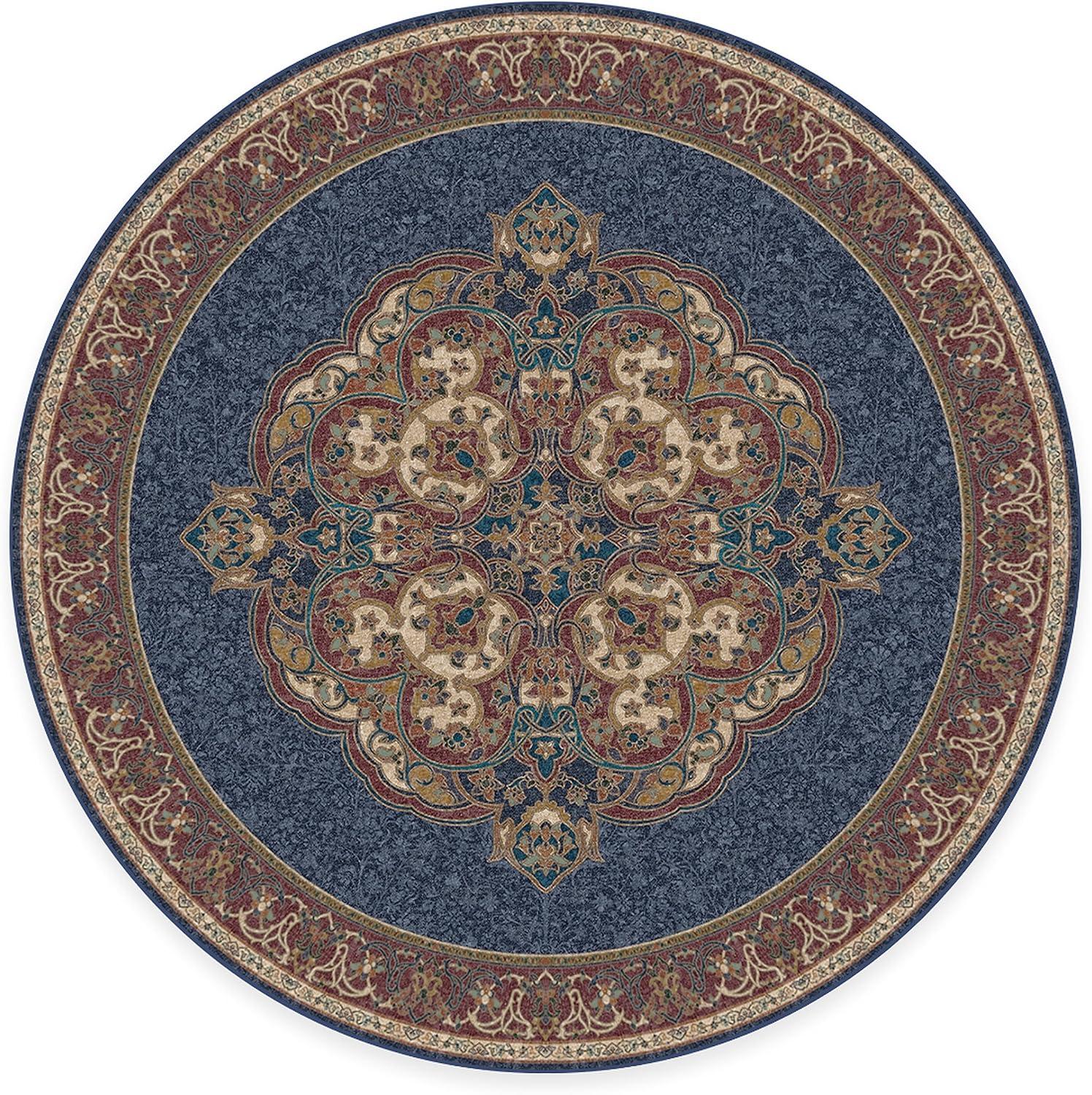 imageRUGGABLE x Disney Washable Area Rug Damask Charcoal 6 ft Round StainResistant NonSlip Medium Machine Washable Rugs for Living Room Bedroom Hallway Entryway ampamp Officewith Standard PadMickey Sapphire Standard Pad