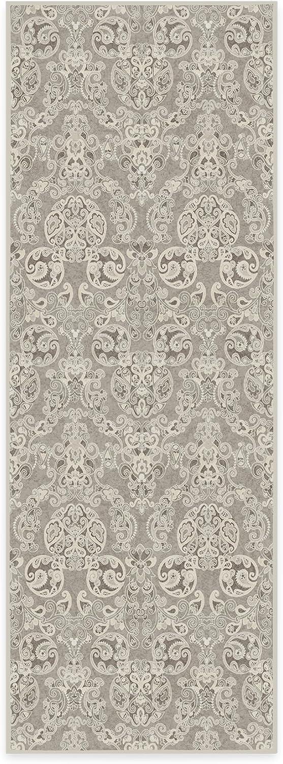 imageRUGGABLE x Disney Washable Area Rug Damask Charcoal 6 ft Round StainResistant NonSlip Medium Machine Washable Rugs for Living Room Bedroom Hallway Entryway ampamp Officewith Standard PadMickey Damask Stone Standard Pad
