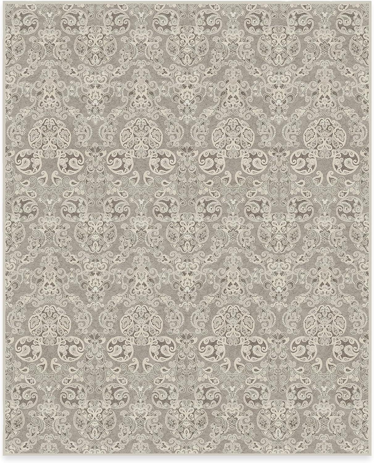 imageRUGGABLE x Disney Washable Area Rug Damask Charcoal 6 ft Round StainResistant NonSlip Medium Machine Washable Rugs for Living Room Bedroom Hallway Entryway ampamp Officewith Standard PadMickey Damask Stone Standard Pad