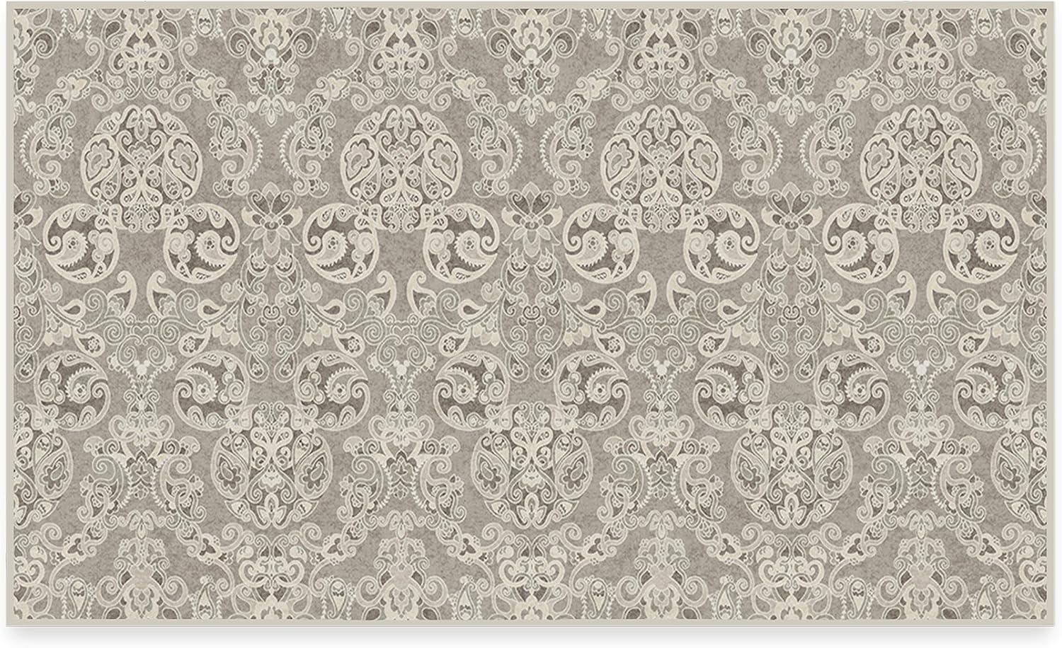 imageRUGGABLE x Disney Washable Area Rug Damask Charcoal 6 ft Round StainResistant NonSlip Medium Machine Washable Rugs for Living Room Bedroom Hallway Entryway ampamp Officewith Standard PadMickey Damask Stone Standard Pad