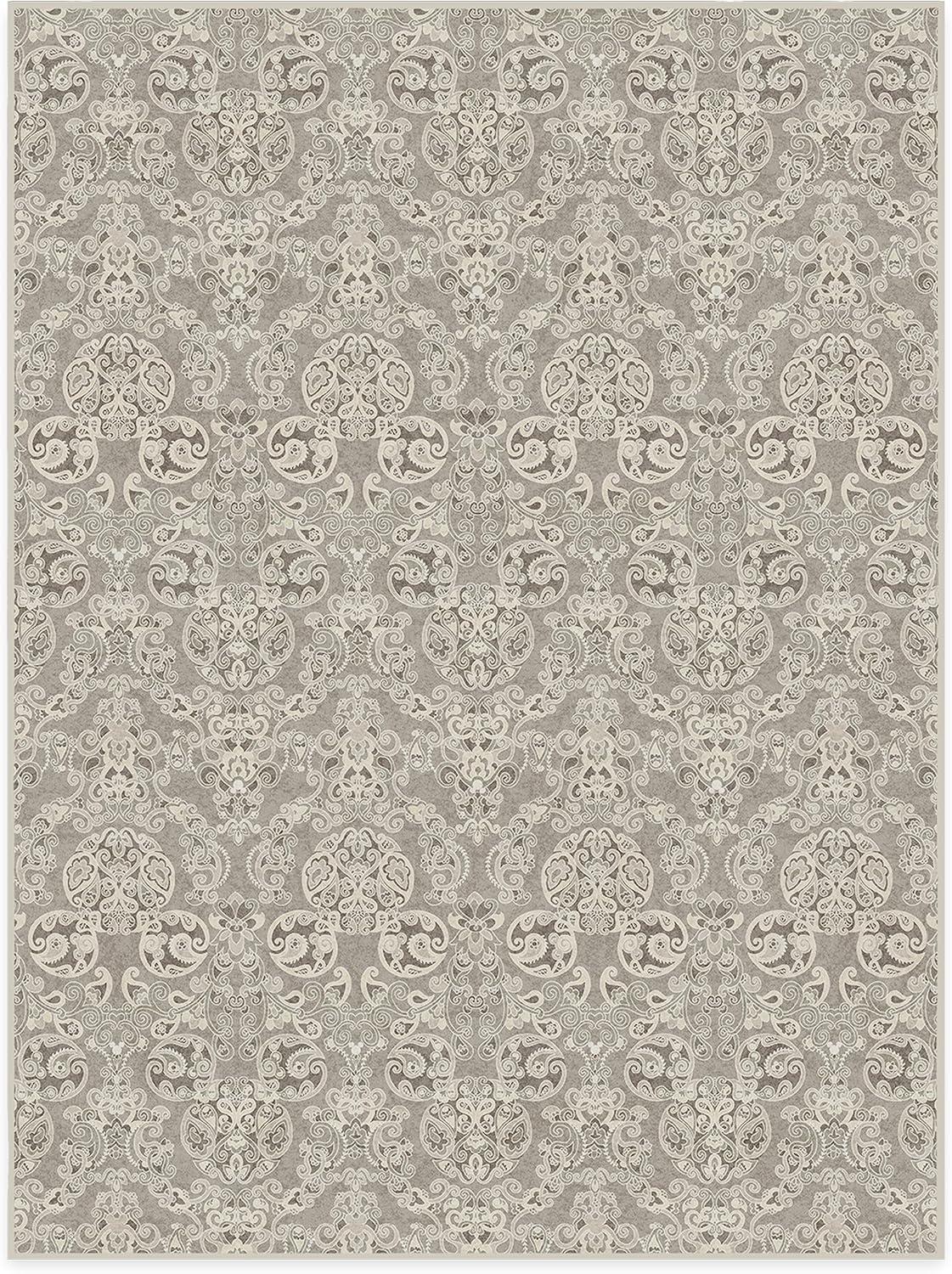 imageRUGGABLE x Disney Washable Area Rug Damask Charcoal 6 ft Round StainResistant NonSlip Medium Machine Washable Rugs for Living Room Bedroom Hallway Entryway ampamp Officewith Standard PadMickey Damask Stone Standard Pad