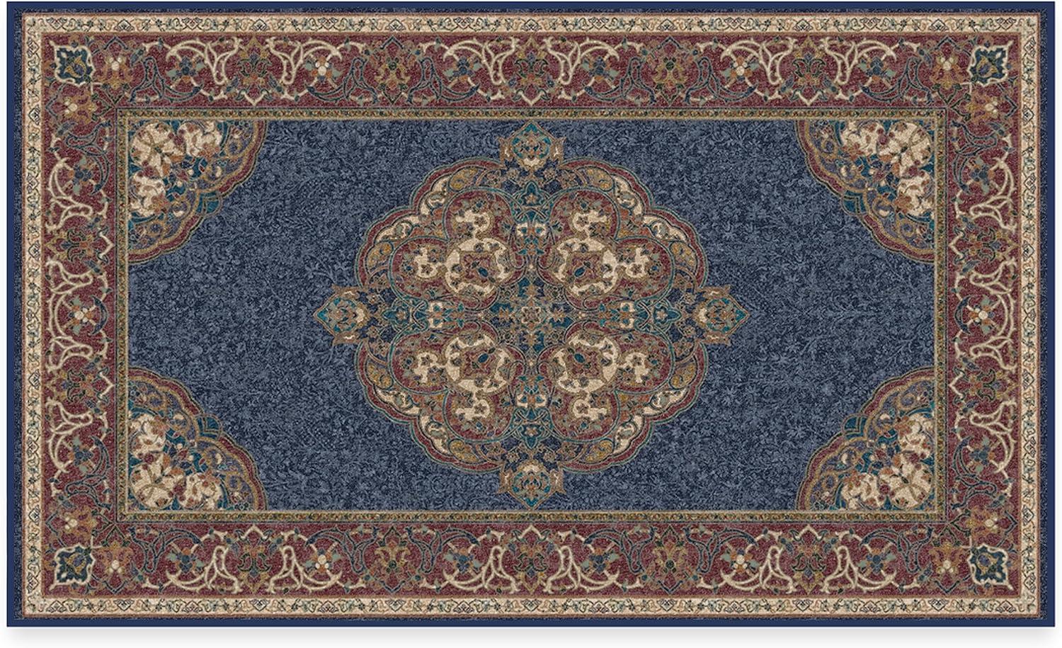 imageRUGGABLE x Disney Washable Area Rug Damask Charcoal 6 ft Round StainResistant NonSlip Medium Machine Washable Rugs for Living Room Bedroom Hallway Entryway ampamp Officewith Standard PadMickey Sapphire Standard Pad