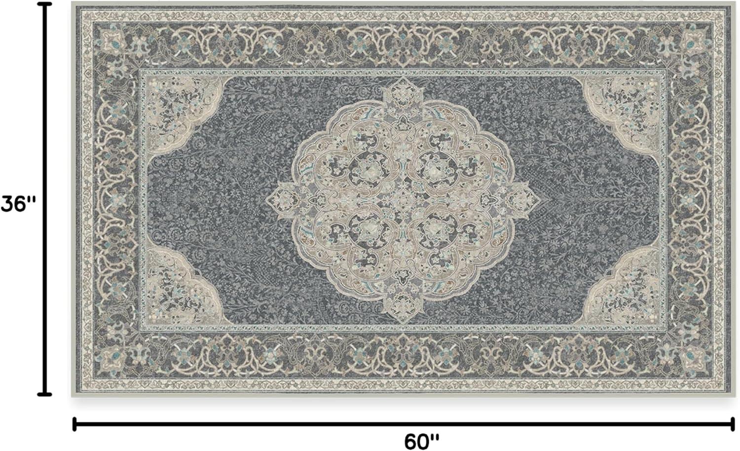 imageRUGGABLE x Disney Washable Area Rug Damask Charcoal 6 ft Round StainResistant NonSlip Medium Machine Washable Rugs for Living Room Bedroom Hallway Entryway ampamp Officewith Standard PadMickey Abalone Cushioned Pad