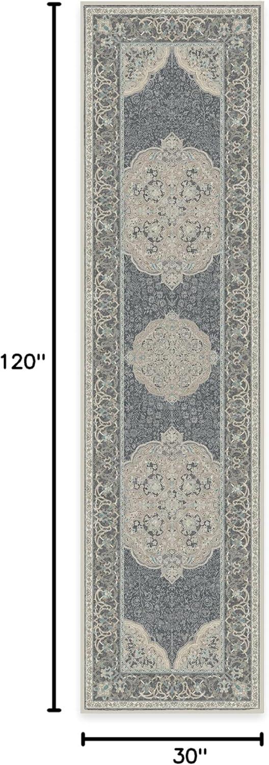 imageRUGGABLE x Disney Washable Area Rug Damask Charcoal 6 ft Round StainResistant NonSlip Medium Machine Washable Rugs for Living Room Bedroom Hallway Entryway ampamp Officewith Standard PadMickey Abalone Cushioned Pad