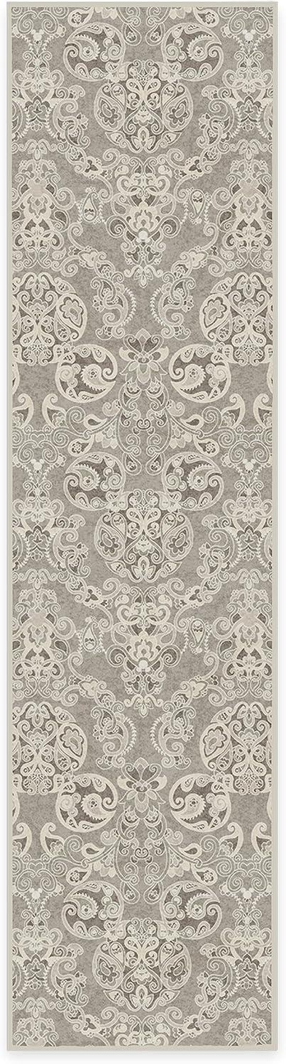 imageRUGGABLE x Disney Washable Area Rug Damask Charcoal 6 ft Round StainResistant NonSlip Medium Machine Washable Rugs for Living Room Bedroom Hallway Entryway ampamp Officewith Standard PadMickey Damask Stone Cushioned Pad