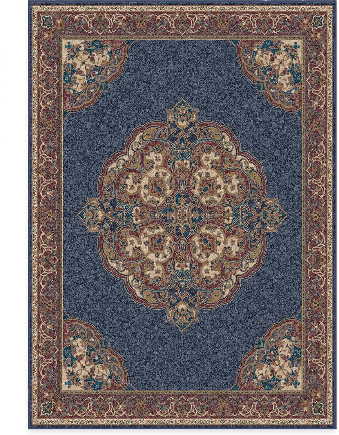 imageRUGGABLE x Disney Washable Area Rug Damask Charcoal 6 ft Round StainResistant NonSlip Medium Machine Washable Rugs for Living Room Bedroom Hallway Entryway ampamp Officewith Standard PadMickey Sapphire Standard Pad