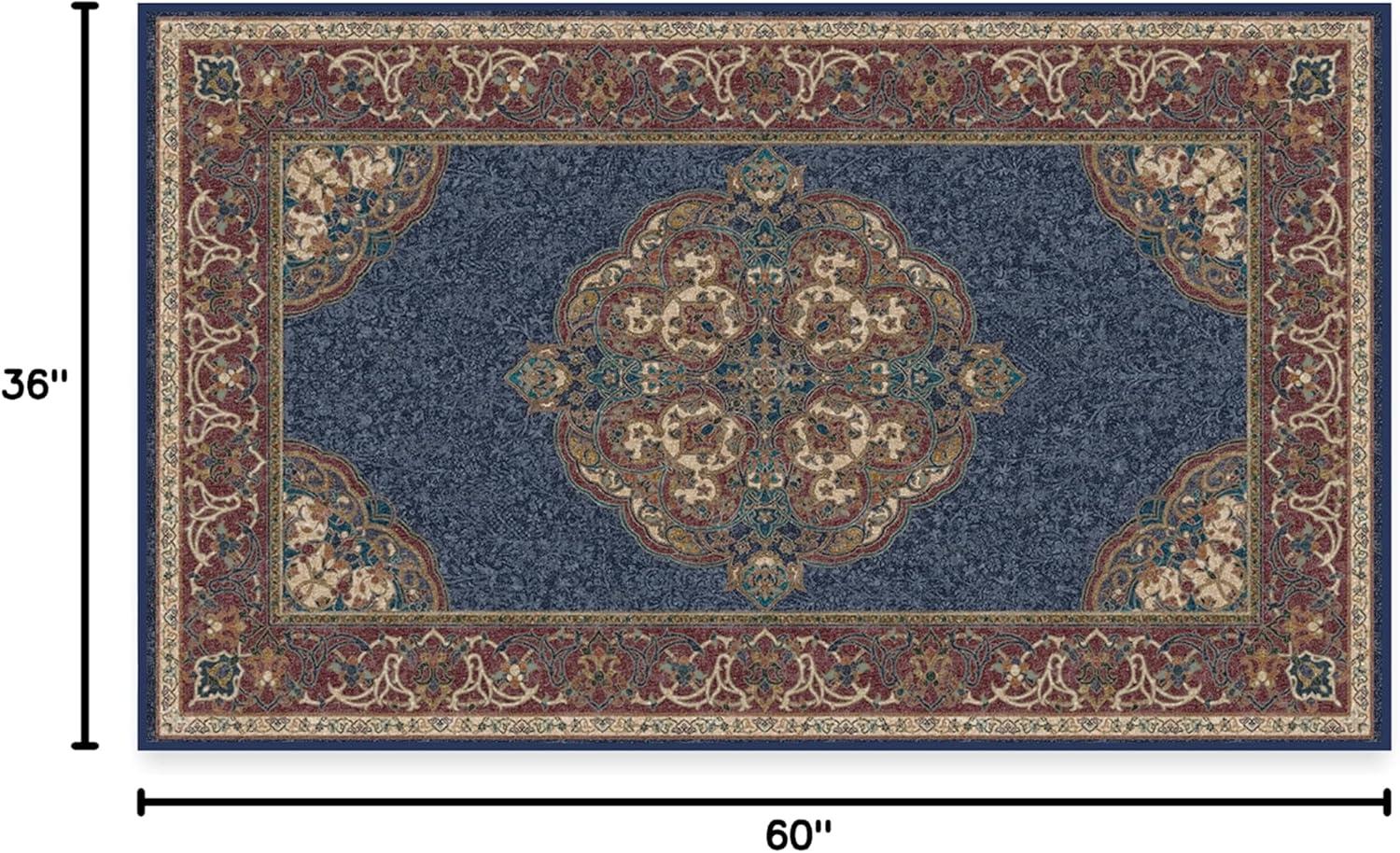 imageRUGGABLE x Disney Washable Area Rug Damask Charcoal 6 ft Round StainResistant NonSlip Medium Machine Washable Rugs for Living Room Bedroom Hallway Entryway ampamp Officewith Standard PadMickey Sapphire Standard Pad