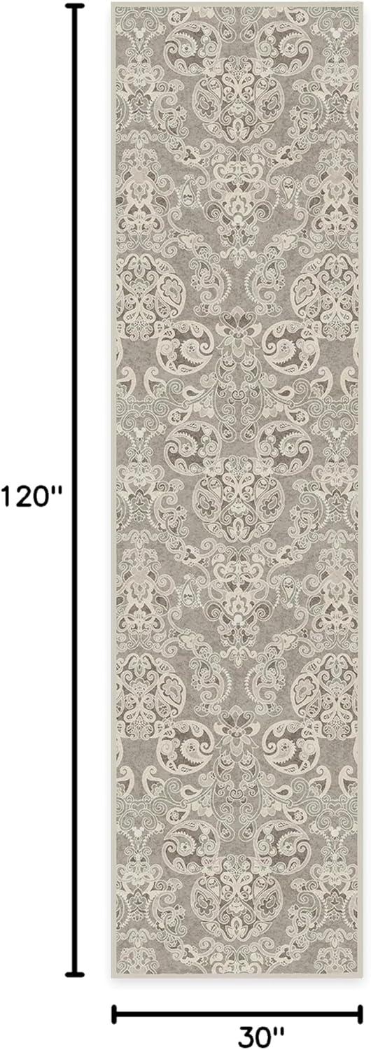 imageRUGGABLE x Disney Washable Area Rug Damask Charcoal 6 ft Round StainResistant NonSlip Medium Machine Washable Rugs for Living Room Bedroom Hallway Entryway ampamp Officewith Standard PadMickey Damask Stone Standard Pad