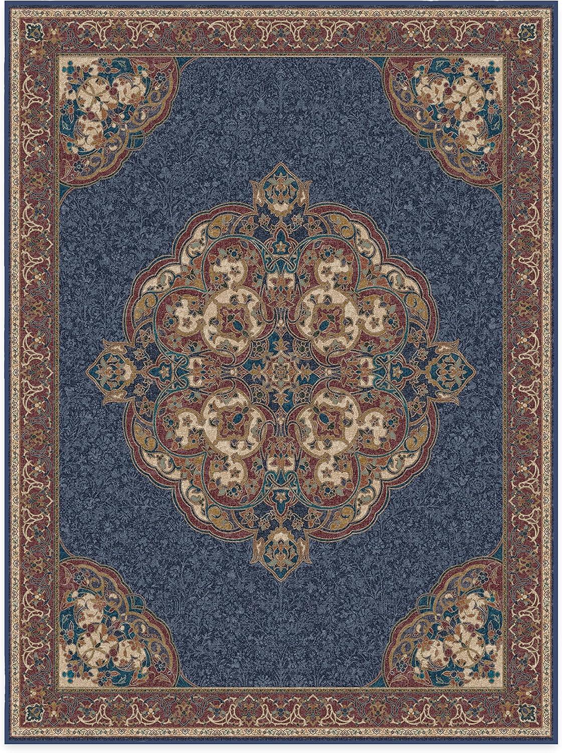 imageRUGGABLE x Disney Washable Area Rug Damask Charcoal 6 ft Round StainResistant NonSlip Medium Machine Washable Rugs for Living Room Bedroom Hallway Entryway ampamp Officewith Standard PadMickey Sapphire Standard Pad