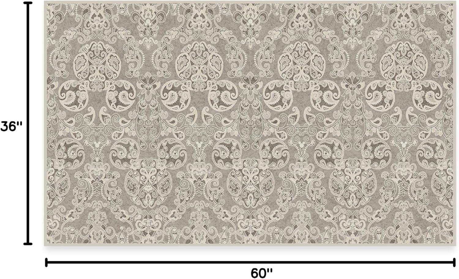 imageRUGGABLE x Disney Washable Area Rug Damask Charcoal 6 ft Round StainResistant NonSlip Medium Machine Washable Rugs for Living Room Bedroom Hallway Entryway ampamp Officewith Standard PadMickey Damask Stone Cushioned Pad