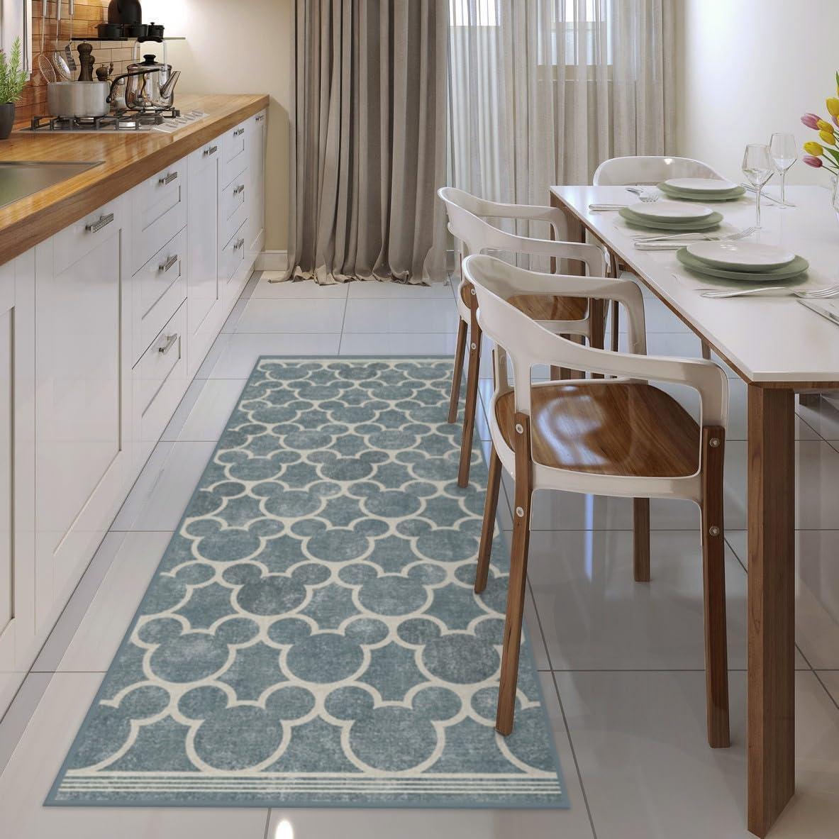 imageRUGGABLE x Disney Washable Area Rug Trellis Blue 3x5 StainResistant NonSlip Small Machine Washable Rugs for Living Room Bedroom Hallway Entryway ampamp Officewith Standard PadMickey Trellis Blue Cushioned Pad