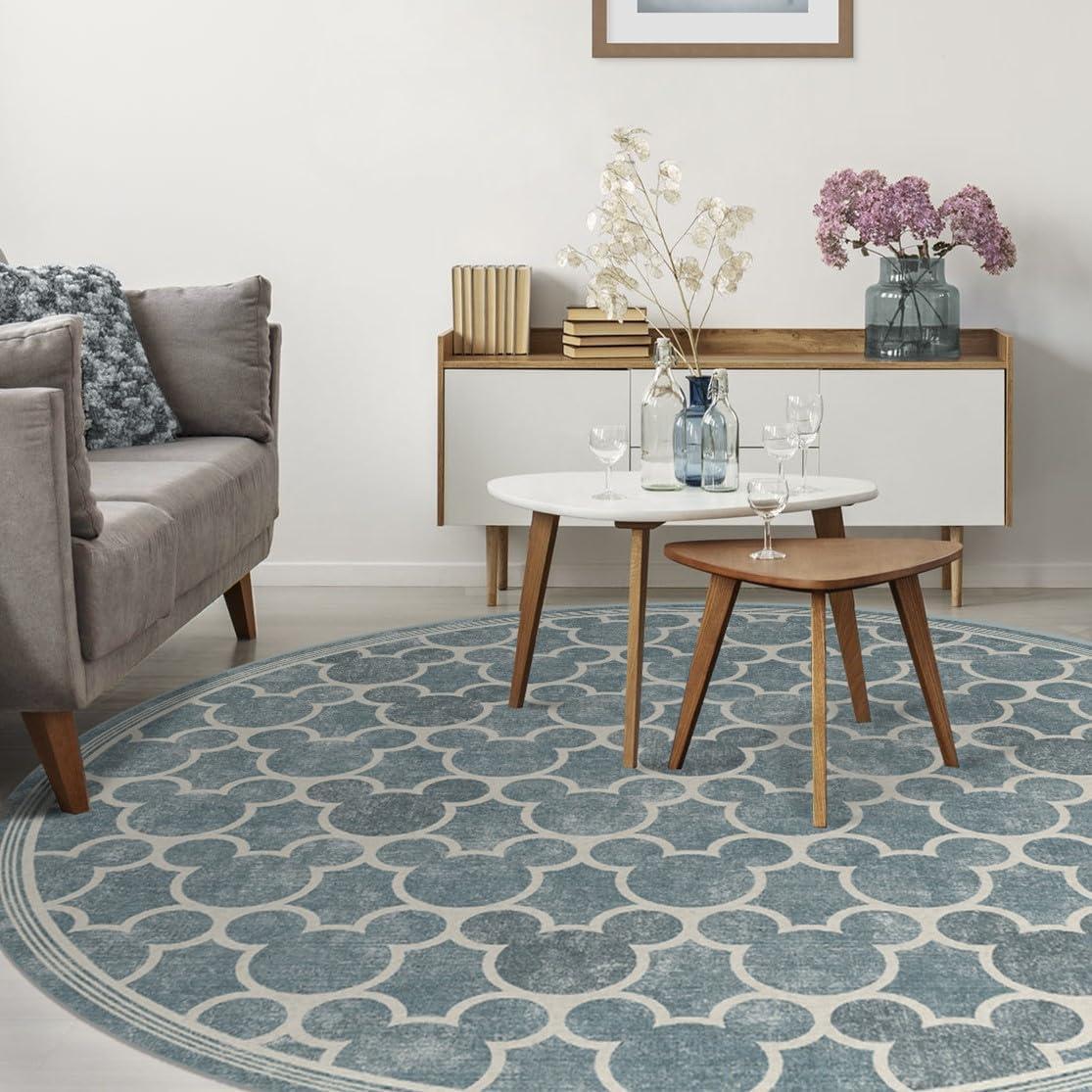 imageRUGGABLE x Disney Washable Area Rug Trellis Blue 3x5 StainResistant NonSlip Small Machine Washable Rugs for Living Room Bedroom Hallway Entryway ampamp Officewith Standard PadMickey Trellis Blue Cushioned Pad