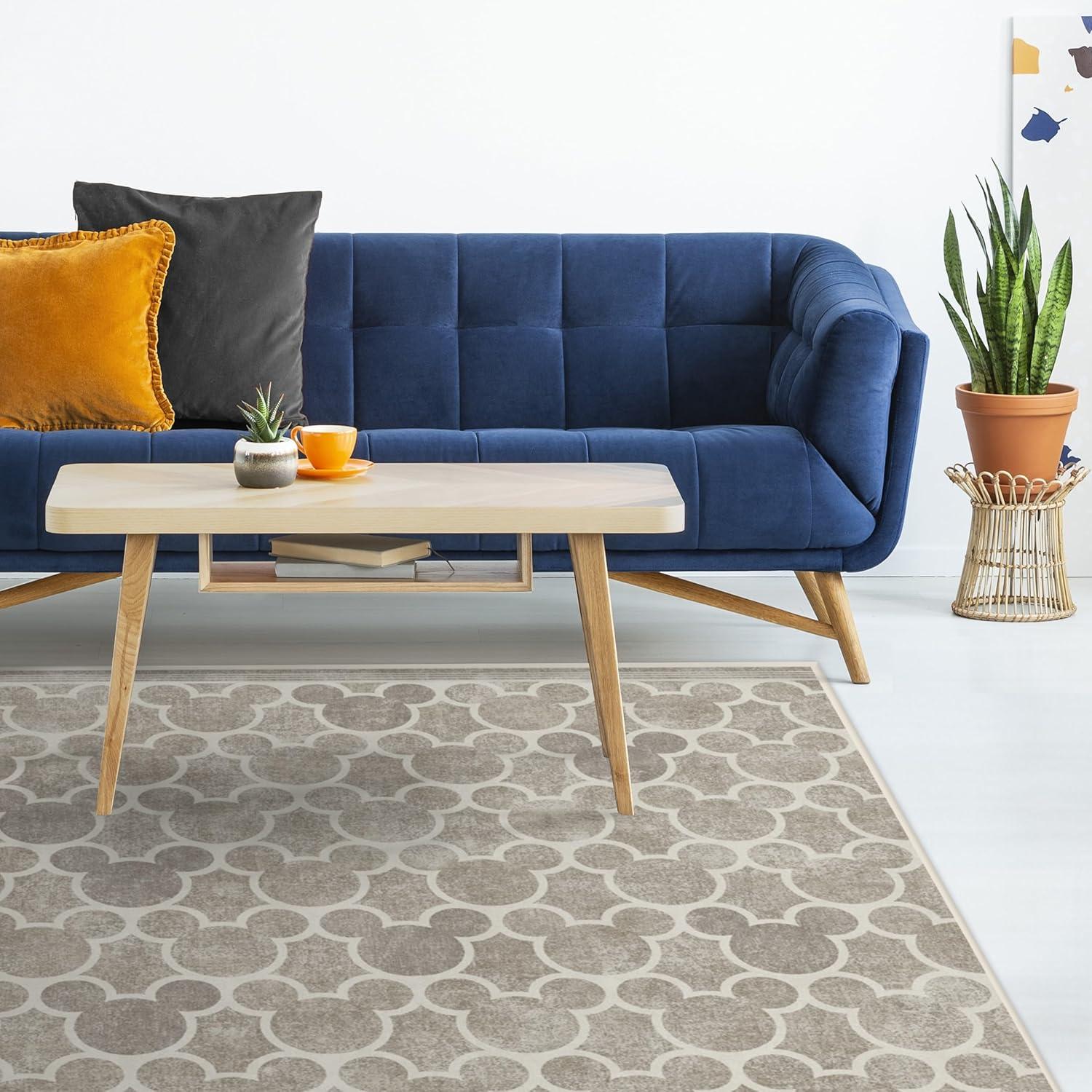 imageRUGGABLE x Disney Washable Area Rug Trellis Blue 3x5 StainResistant NonSlip Small Machine Washable Rugs for Living Room Bedroom Hallway Entryway ampamp Officewith Standard PadMickey Trellis Grey Standard Pad