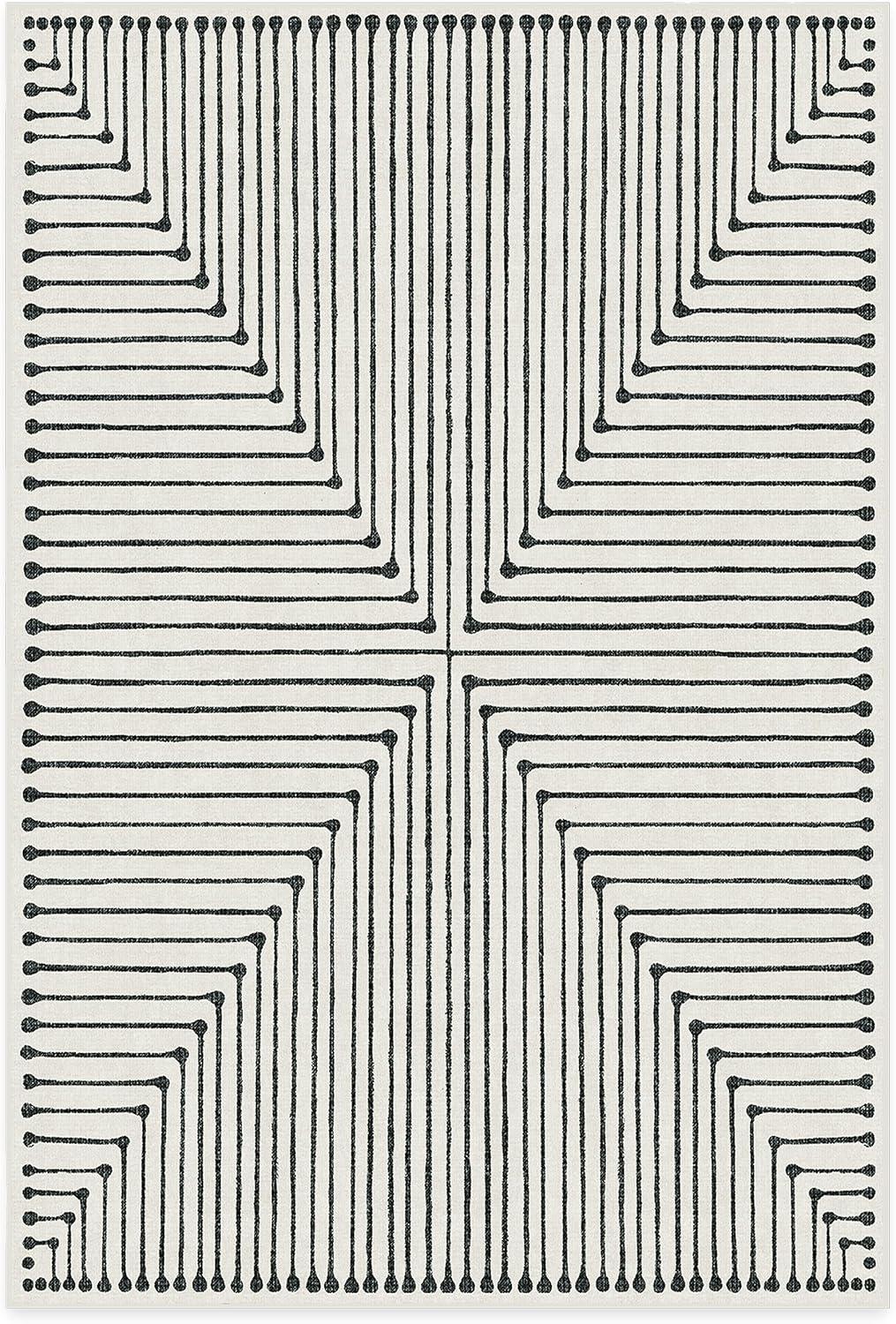 imageRUGGABLE x Jonathan Adler Machine Washable Modern Runner Rug Inkdrop Camel ampamp Ivory 25x7 StainResistant NonSlip Washable Rug for Hallway Entryway Living Room ampamp Kitchenwith Standard PadInkdrop Black Ivory Standard Pad