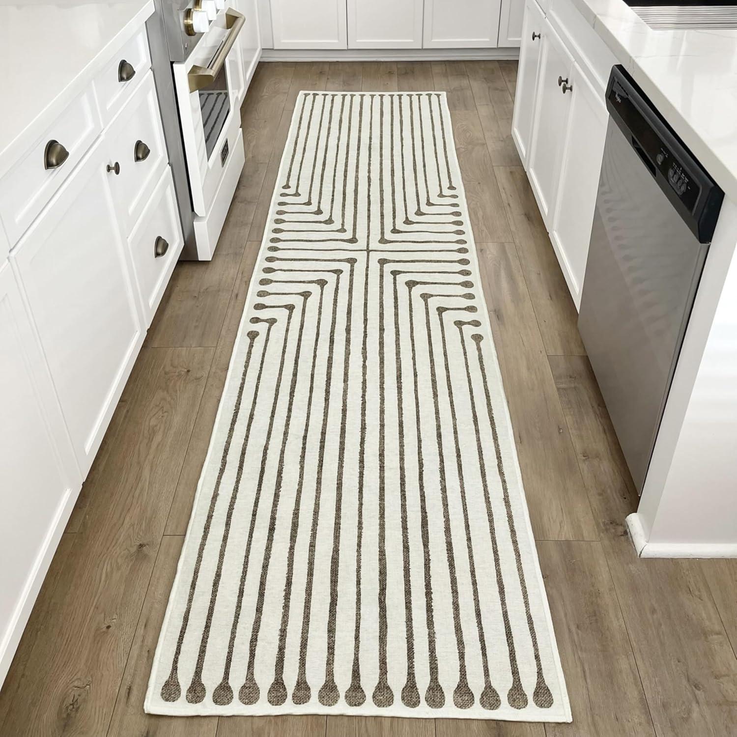 imageRUGGABLE x Jonathan Adler Machine Washable Modern Runner Rug Inkdrop Camel ampamp Ivory 25x7 StainResistant NonSlip Washable Rug for Hallway Entryway Living Room ampamp Kitchenwith Standard PadInkdrop Camel Ivory Cushioned Pad