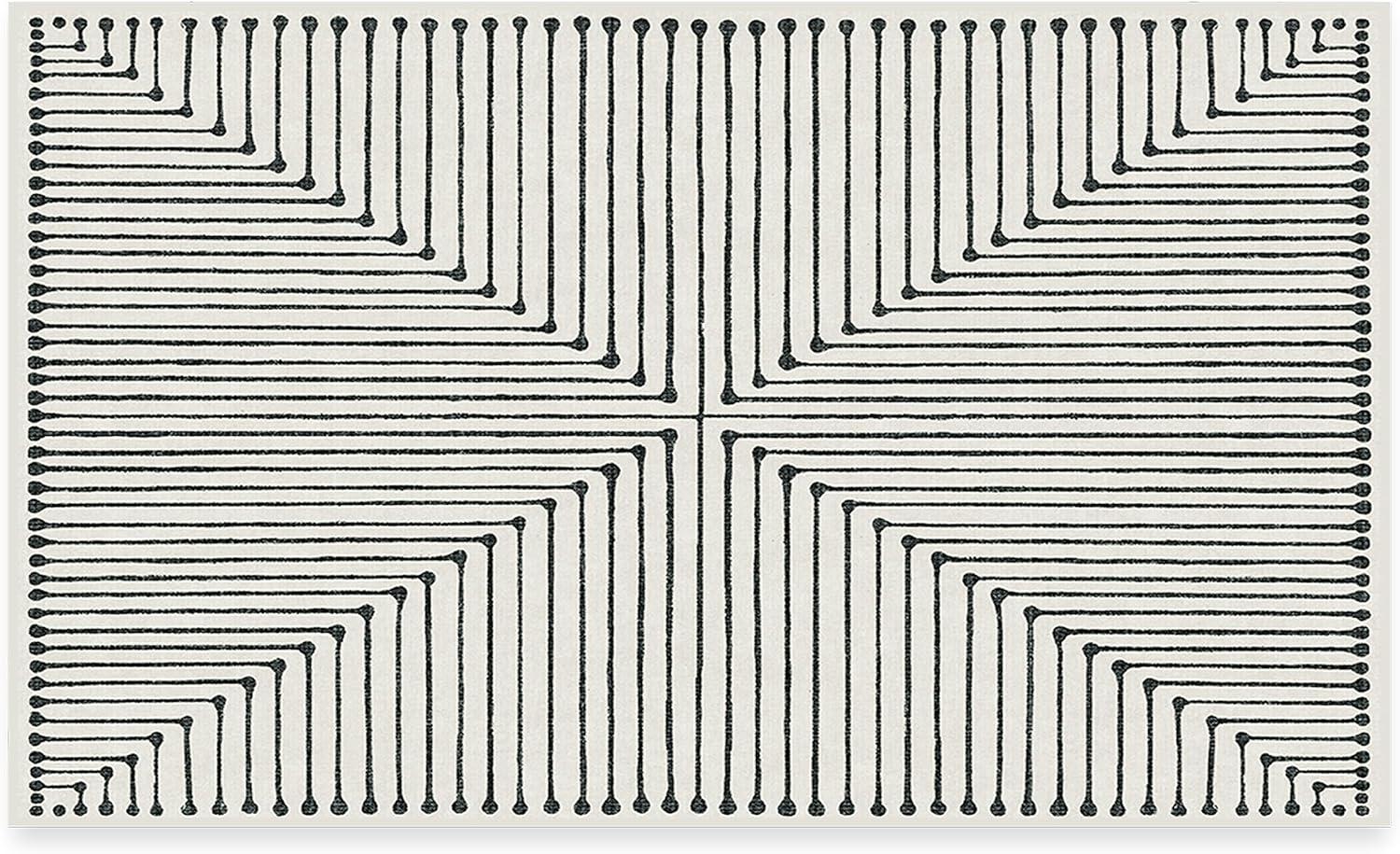 imageRUGGABLE x Jonathan Adler Machine Washable Modern Runner Rug Inkdrop Camel ampamp Ivory 25x7 StainResistant NonSlip Washable Rug for Hallway Entryway Living Room ampamp Kitchenwith Standard PadInkdrop Black Ivory Standard Pad