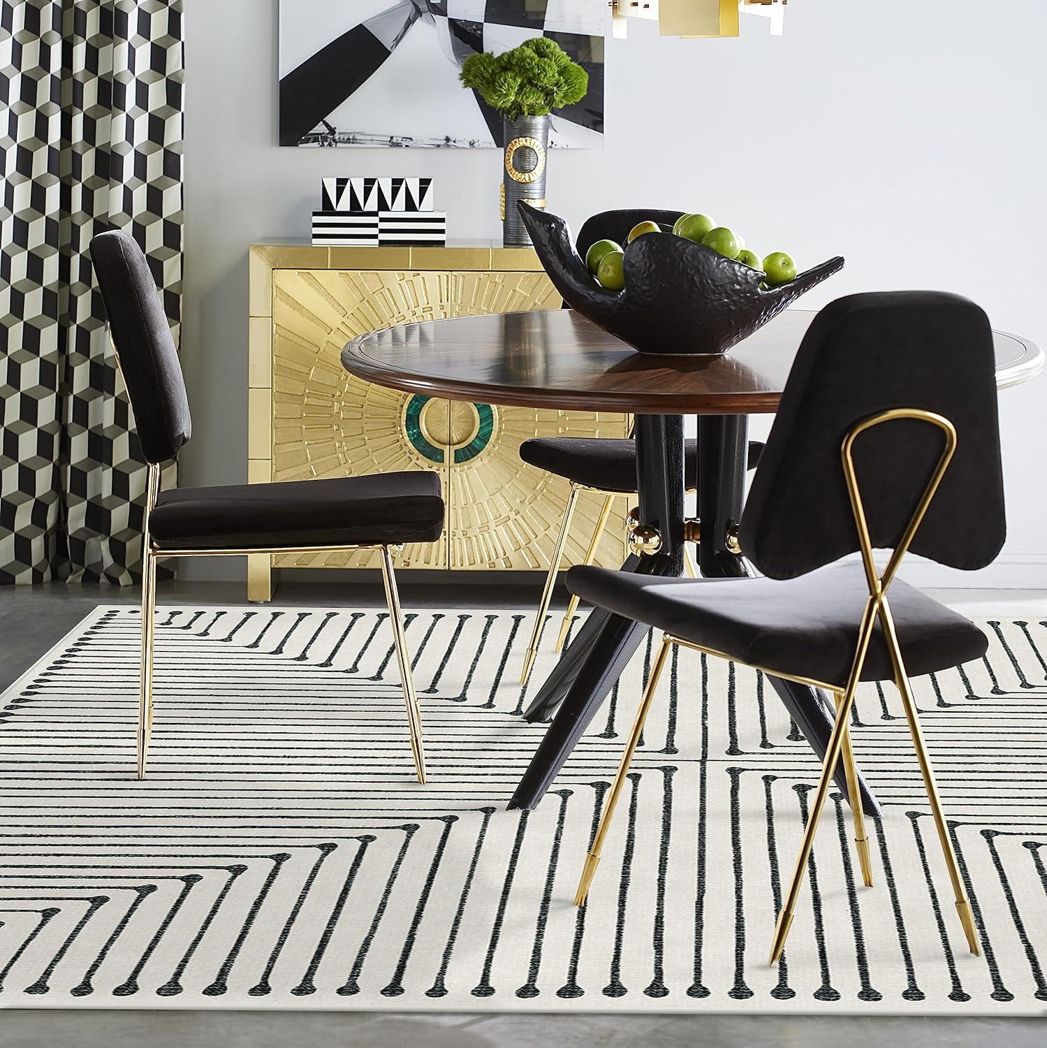 imageRUGGABLE x Jonathan Adler Machine Washable Modern Runner Rug Inkdrop Camel ampamp Ivory 25x7 StainResistant NonSlip Washable Rug for Hallway Entryway Living Room ampamp Kitchenwith Standard PadInkdrop Black Ivory Standard Pad