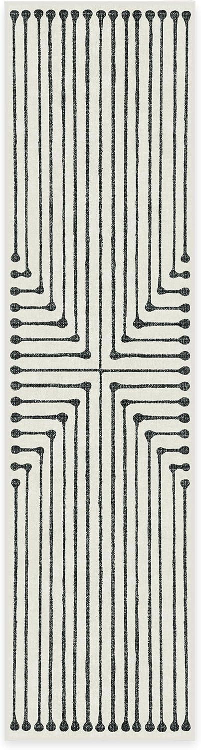 imageRUGGABLE x Jonathan Adler Machine Washable Modern Runner Rug Inkdrop Camel ampamp Ivory 25x7 StainResistant NonSlip Washable Rug for Hallway Entryway Living Room ampamp Kitchenwith Standard PadInkdrop Black Ivory Standard Pad