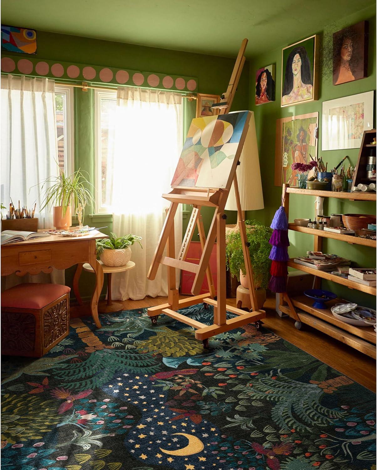 imageRUGGABLE x Justina Blakeney Machine Washable Area Rug Josephine Midnight 4x6 StainResistant NonSlip Medium Rugs for Living Room Bedroom Hallway Entryway ampamp Officewith Standard PadJosephine Midnight Standard Pad