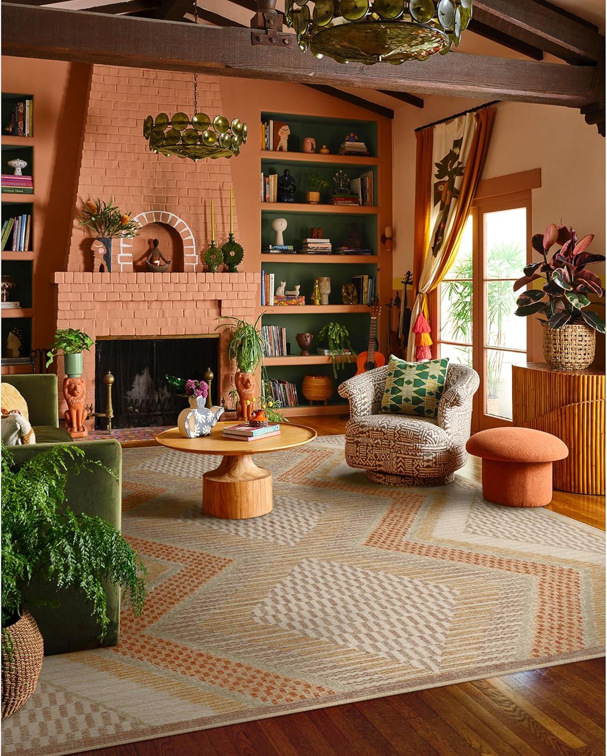 imageRUGGABLE x Justina Blakeney Machine Washable Area Rug Josephine Midnight 4x6 StainResistant NonSlip Medium Rugs for Living Room Bedroom Hallway Entryway ampamp Officewith Standard PadNatural Terra Standard Pad