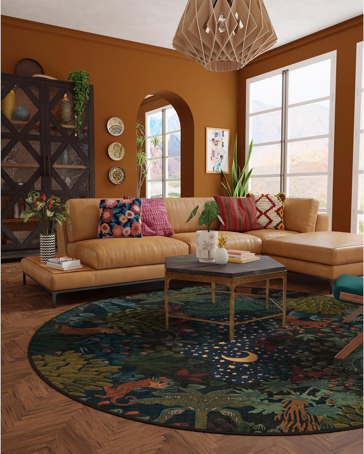 imageRUGGABLE x Justina Blakeney Machine Washable Area Rug Josephine Midnight 4x6 StainResistant NonSlip Medium Rugs for Living Room Bedroom Hallway Entryway ampamp Officewith Standard PadJosephine Midnight Standard Pad