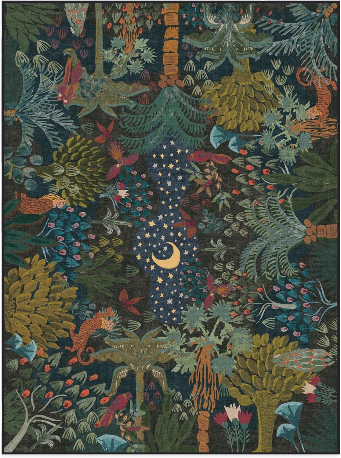 imageRUGGABLE x Justina Blakeney Machine Washable Area Rug Josephine Midnight 4x6 StainResistant NonSlip Medium Rugs for Living Room Bedroom Hallway Entryway ampamp Officewith Standard PadJosephine Midnight Standard Pad