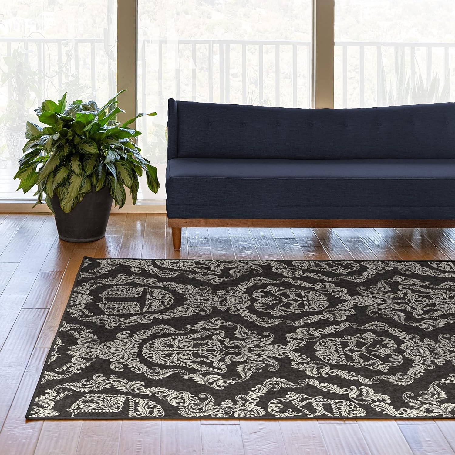 imageRUGGABLE x Star Wars Washable Area Rug Grogu Trellis Ash Grey 3x5 StainResistant NonSlip Small Machine Washable Rugs for Living Room Bedroom Hallway Entryway ampamp Officewith Standard PadDark Side Damask Black Standard Pad