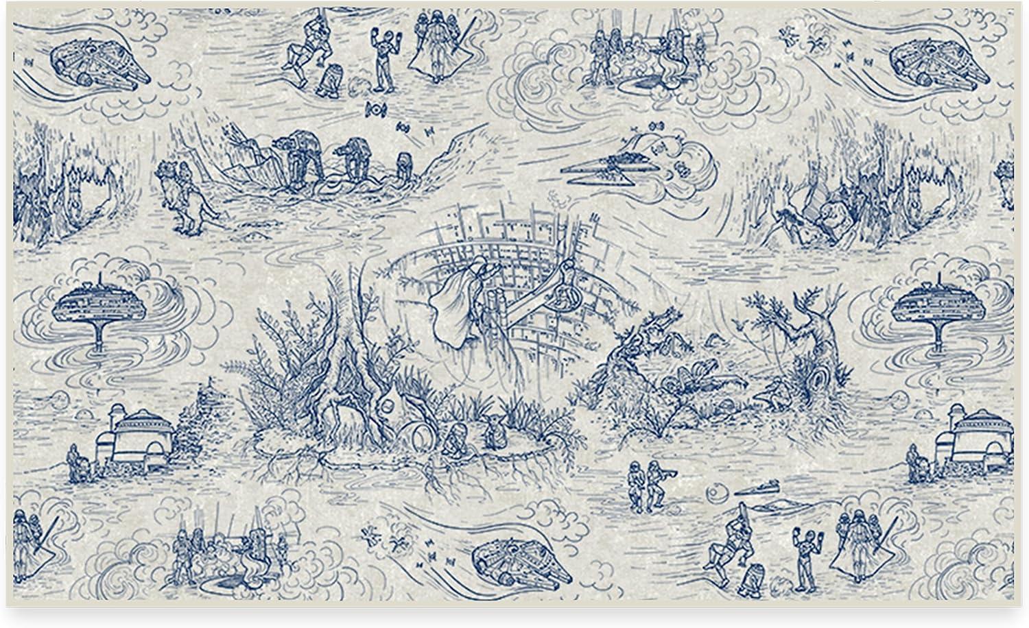 imageRUGGABLE x Star Wars Washable Area Rug Grogu Trellis Ash Grey 3x5 StainResistant NonSlip Small Machine Washable Rugs for Living Room Bedroom Hallway Entryway ampamp Officewith Standard PadEmpire Strikes Back Toile Blue Standard Pad