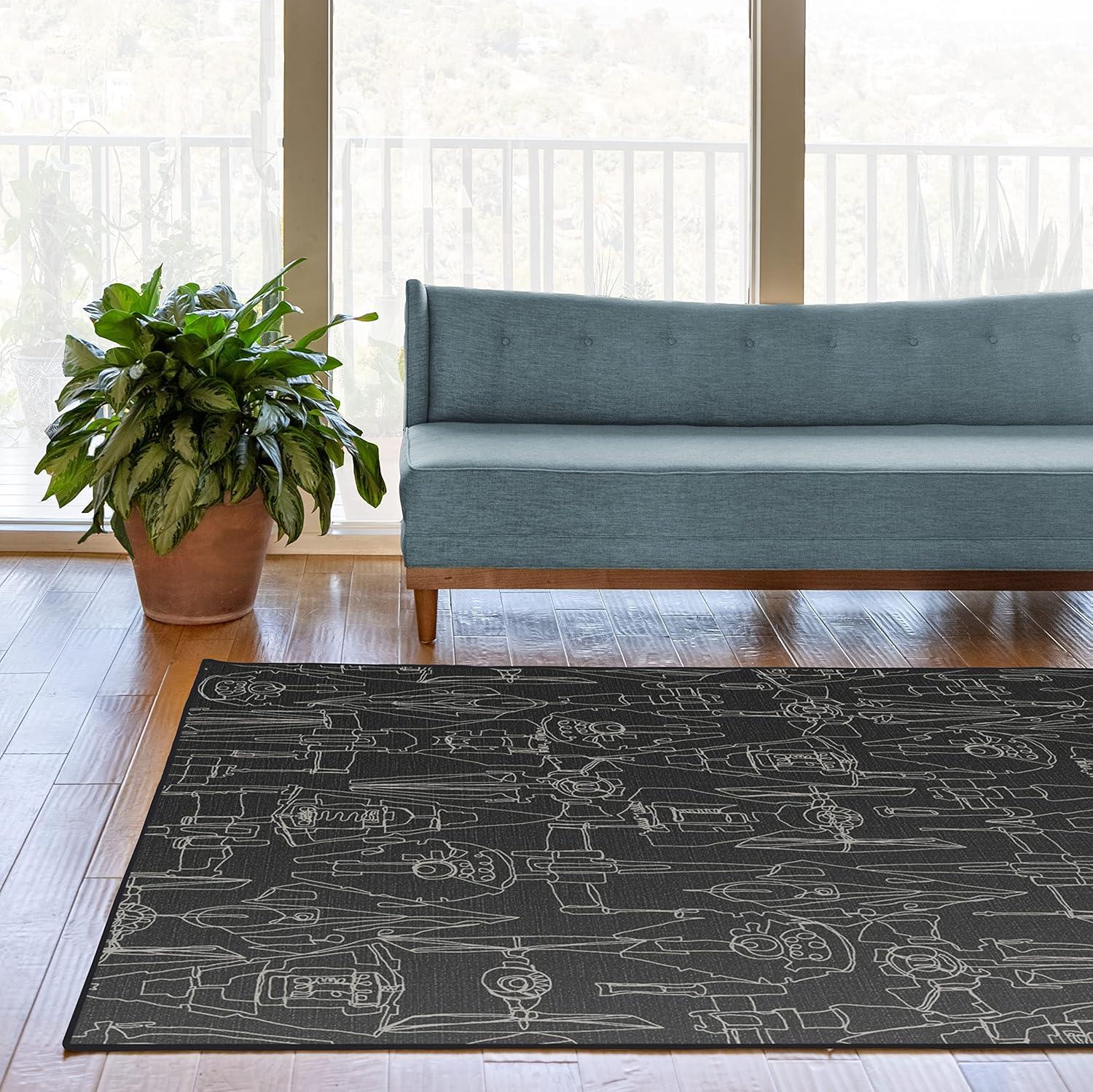 imageRUGGABLE x Star Wars Washable Area Rug Grogu Trellis Ash Grey 3x5 StainResistant NonSlip Small Machine Washable Rugs for Living Room Bedroom Hallway Entryway ampamp Officewith Standard PadArmada Black Standard Pad