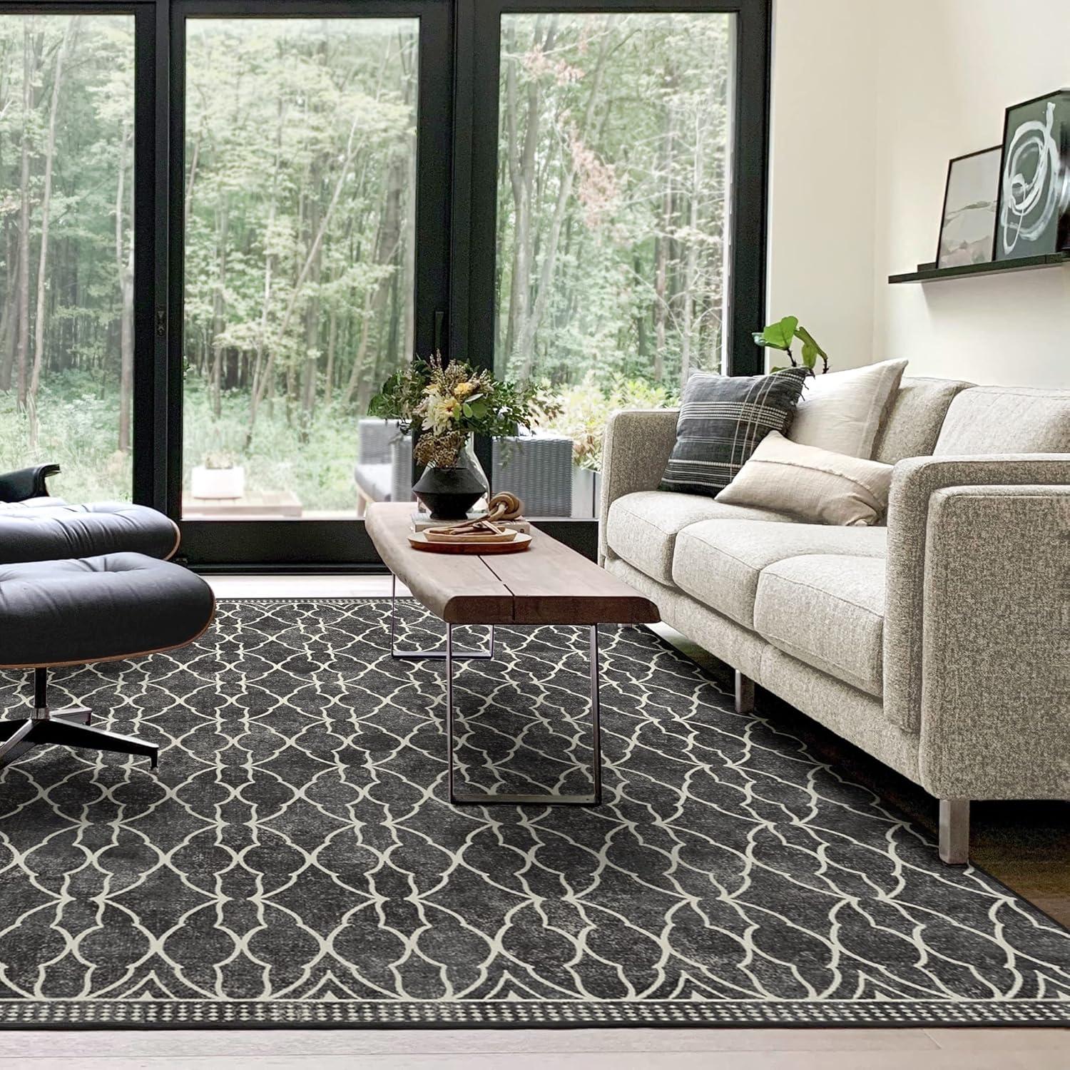 imageRUGGABLE x Star Wars Washable Area Rug Grogu Trellis Ash Grey 3x5 StainResistant NonSlip Small Machine Washable Rugs for Living Room Bedroom Hallway Entryway ampamp Officewith Standard PadGrogu Trellis Black Standard Pad