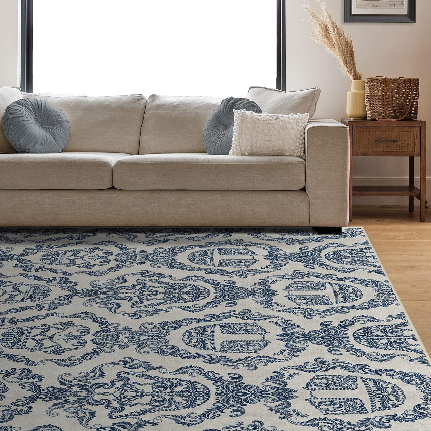 imageRUGGABLE x Star Wars Washable Area Rug Grogu Trellis Ash Grey 3x5 StainResistant NonSlip Small Machine Washable Rugs for Living Room Bedroom Hallway Entryway ampamp Officewith Standard PadDark Side Damask Blue Cushioned Pad