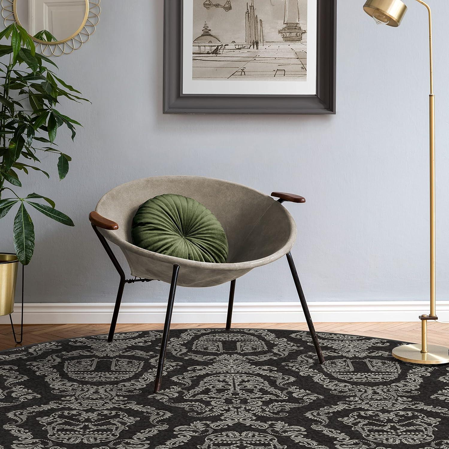 imageRUGGABLE x Star Wars Washable Area Rug Grogu Trellis Ash Grey 3x5 StainResistant NonSlip Small Machine Washable Rugs for Living Room Bedroom Hallway Entryway ampamp Officewith Standard PadDark Side Damask Black Standard Pad