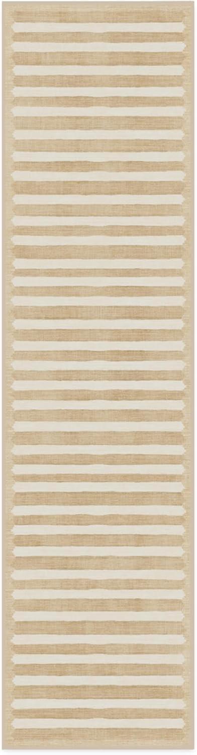 imageRUGGABLE x goop Machine Washable Area Rug Lucia Natural 10x14 StainResistant NonSlip Large Rugs for Living Room Bedroom Hallway Entryway ampamp Officewith Standard PadElin Stripe Latte Cream Standard Pad