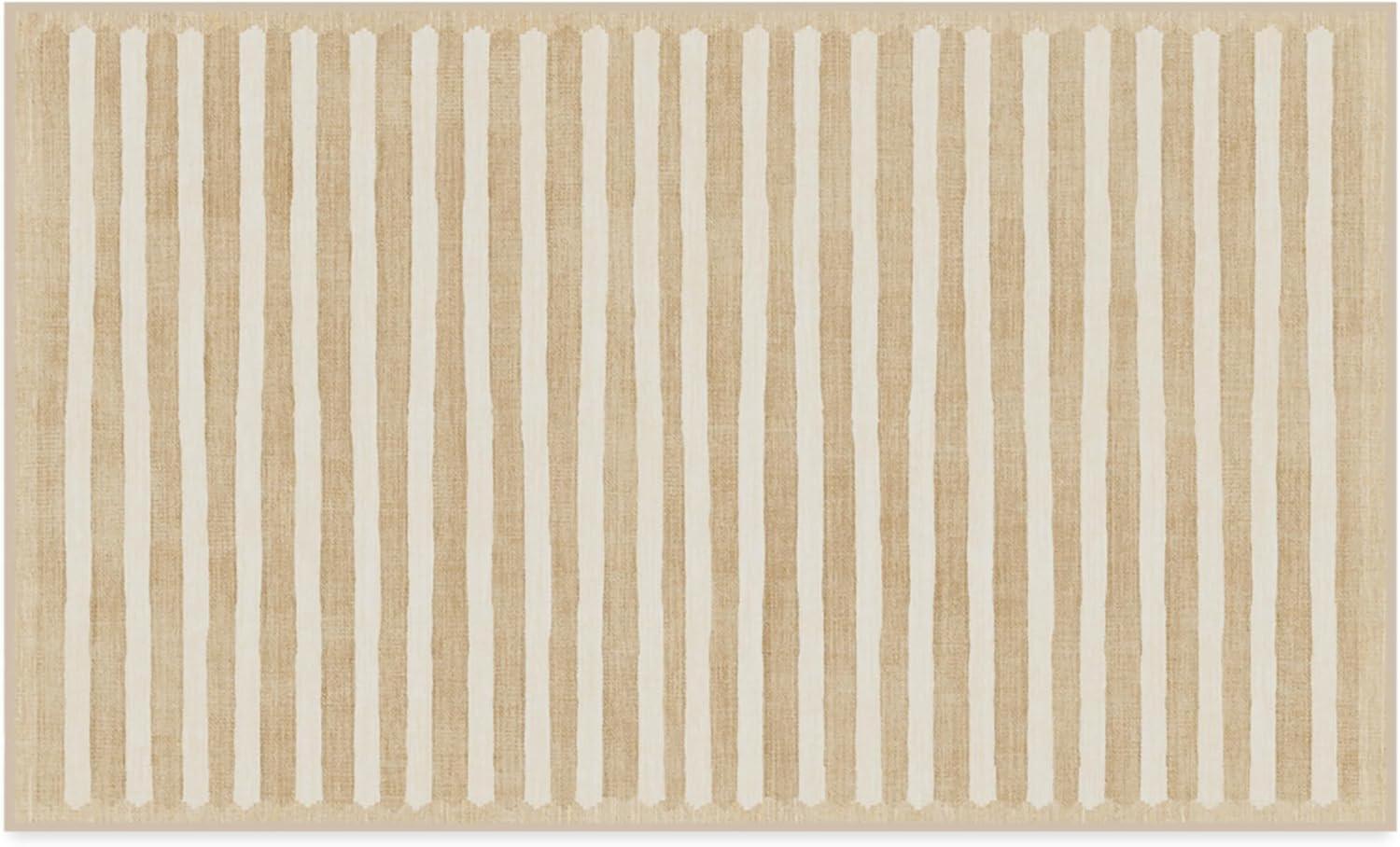 imageRUGGABLE x goop Machine Washable Area Rug Lucia Natural 10x14 StainResistant NonSlip Large Rugs for Living Room Bedroom Hallway Entryway ampamp Officewith Standard PadElin Stripe Latte Cream Cushioned Pad