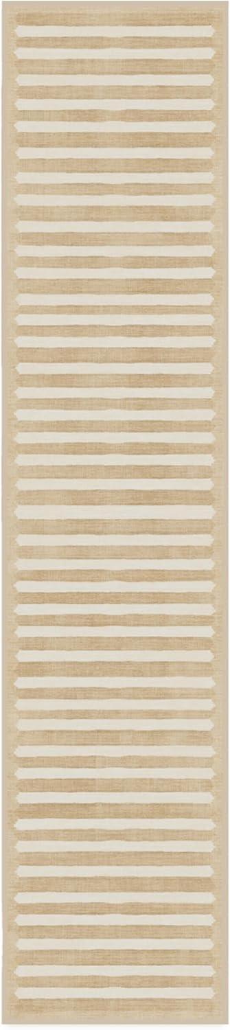 imageRUGGABLE x goop Machine Washable Area Rug Lucia Natural 10x14 StainResistant NonSlip Large Rugs for Living Room Bedroom Hallway Entryway ampamp Officewith Standard PadElin Stripe Latte Cream Standard Pad