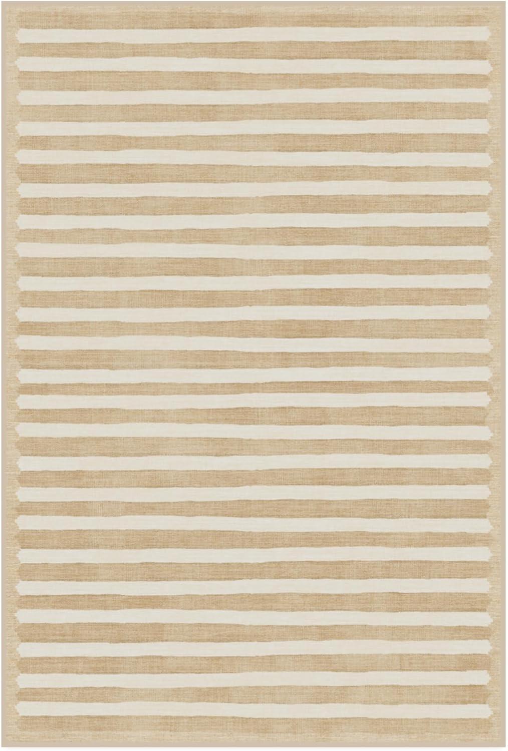 imageRUGGABLE x goop Machine Washable Area Rug Lucia Natural 10x14 StainResistant NonSlip Large Rugs for Living Room Bedroom Hallway Entryway ampamp Officewith Standard PadElin Stripe Latte Cream Cushioned Pad