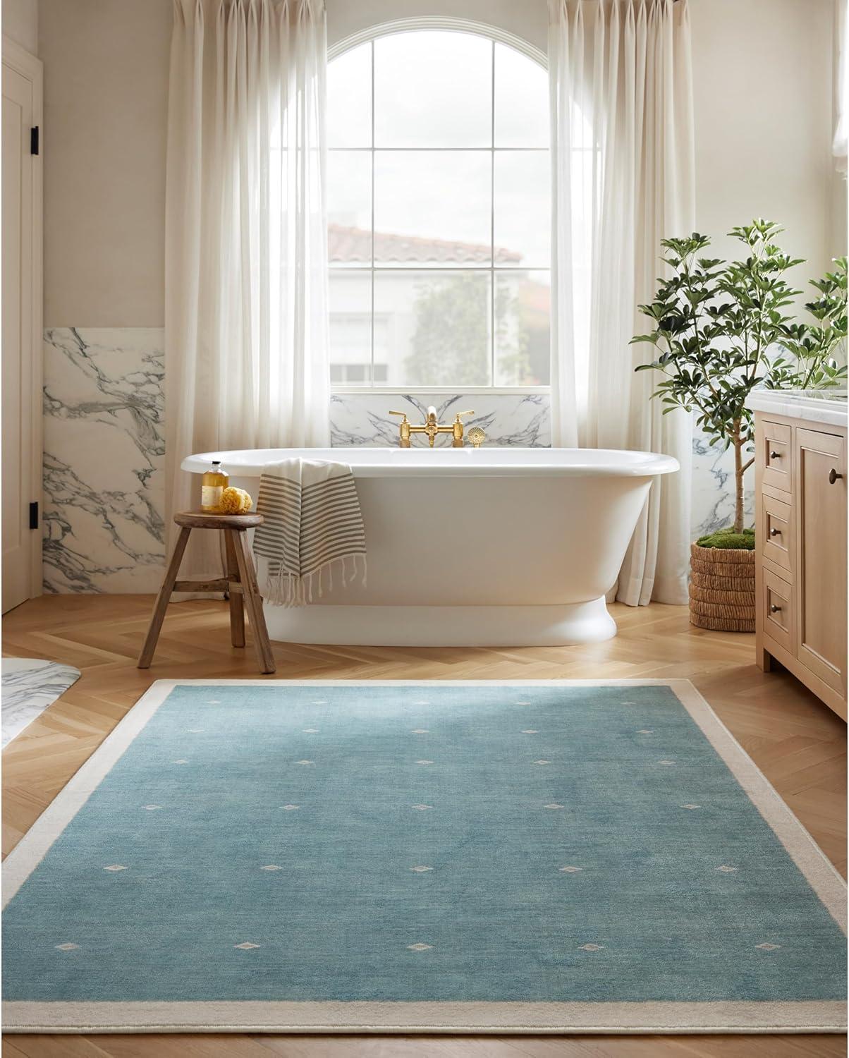 imageRUGGABLE x goop Machine Washable Area Rug Lucia Natural 10x14 StainResistant NonSlip Large Rugs for Living Room Bedroom Hallway Entryway ampamp Officewith Standard PadLuna Soft Teal Standard Pad