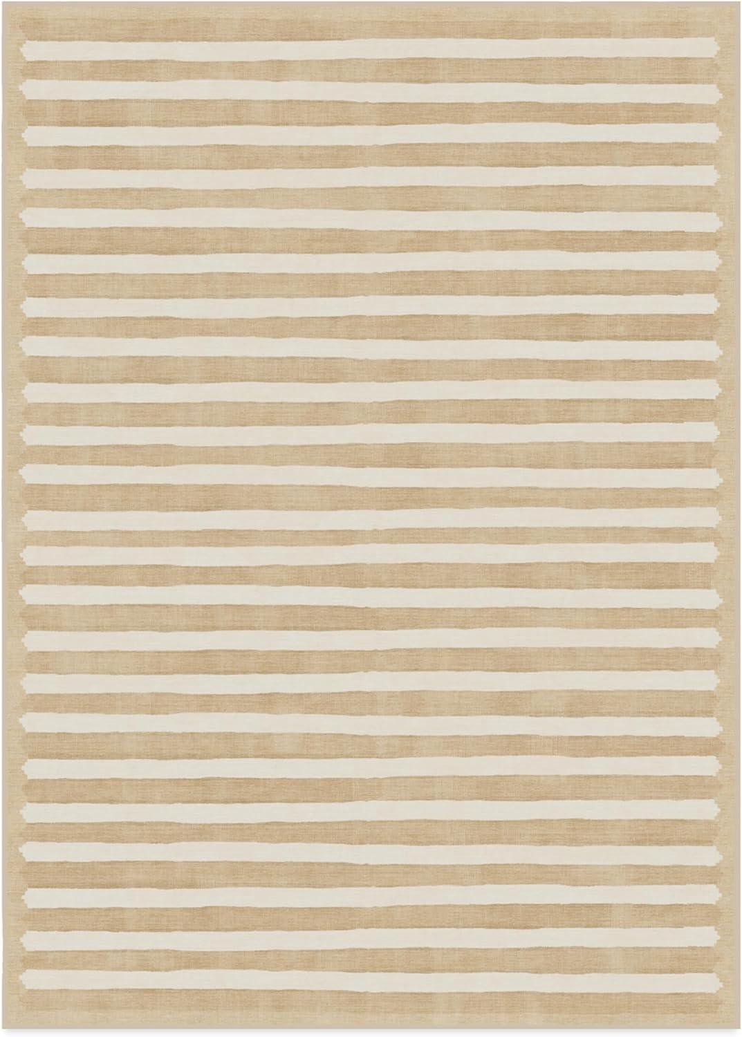 imageRUGGABLE x goop Machine Washable Area Rug Lucia Natural 10x14 StainResistant NonSlip Large Rugs for Living Room Bedroom Hallway Entryway ampamp Officewith Standard PadElin Stripe Latte Cream Cushioned Pad