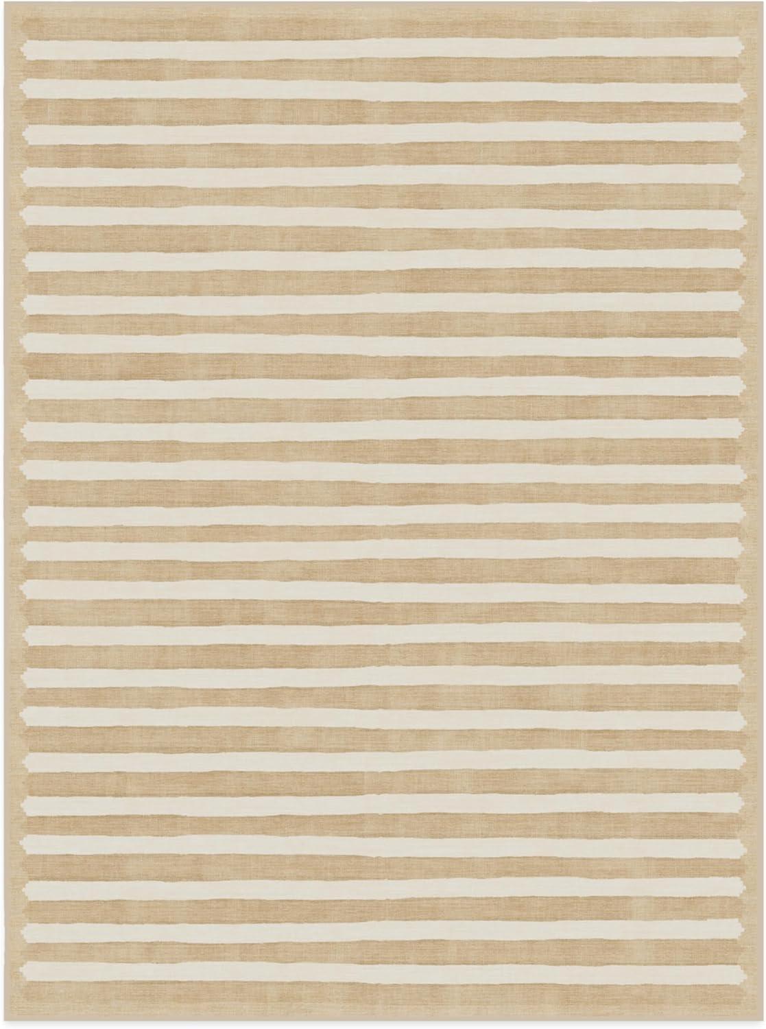 imageRUGGABLE x goop Machine Washable Area Rug Lucia Natural 10x14 StainResistant NonSlip Large Rugs for Living Room Bedroom Hallway Entryway ampamp Officewith Standard PadElin Stripe Latte Cream Standard Pad