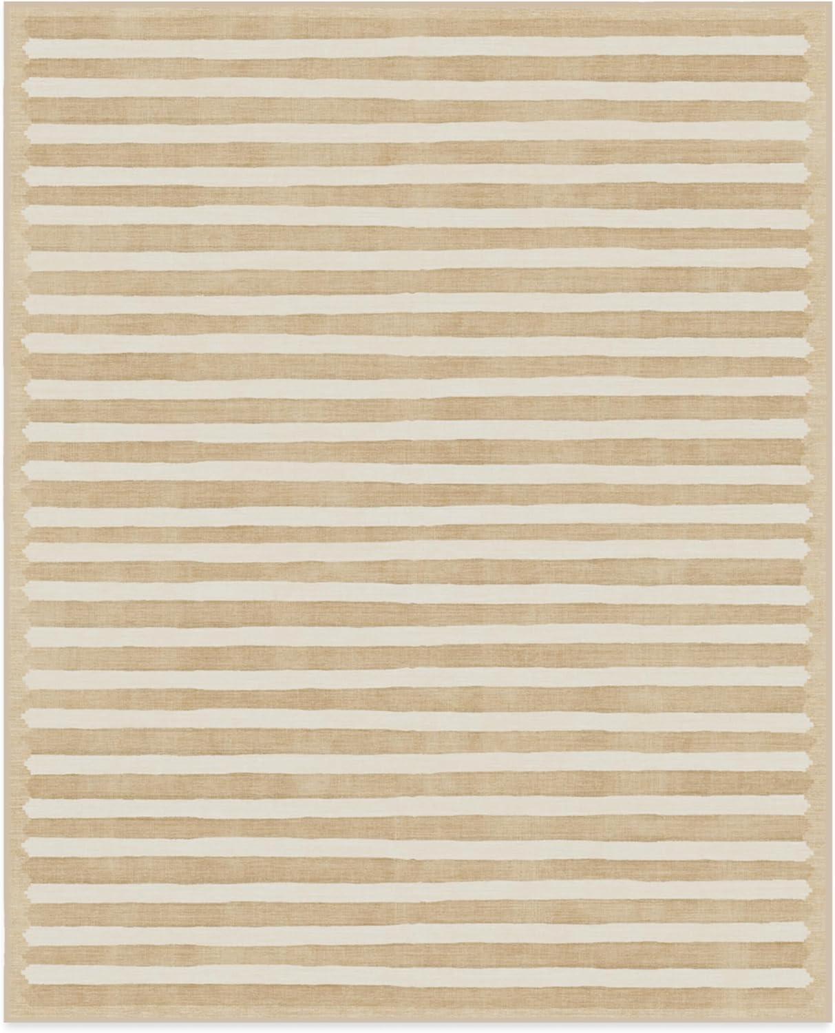 imageRUGGABLE x goop Machine Washable Area Rug Lucia Natural 10x14 StainResistant NonSlip Large Rugs for Living Room Bedroom Hallway Entryway ampamp Officewith Standard PadElin Stripe Latte Cream Cushioned Pad