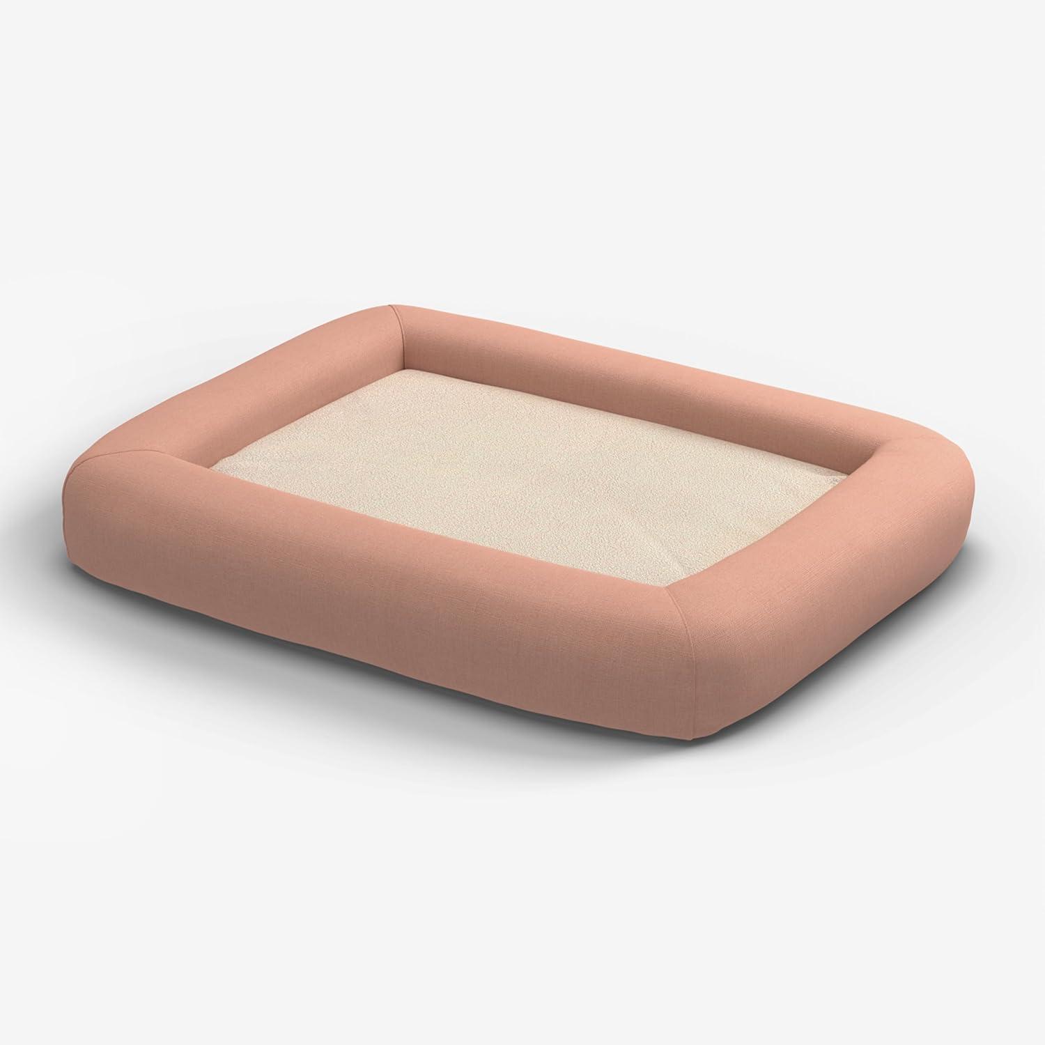 imageRuggable Small Dog Bed Indestructible Washable Waterproof Cover Calming Memory Foam Plush Crate for Dogs 28 inch up to 25lbs Non Slip Couch Premium Donut Bolster Sides Stone GreyCoral Woven