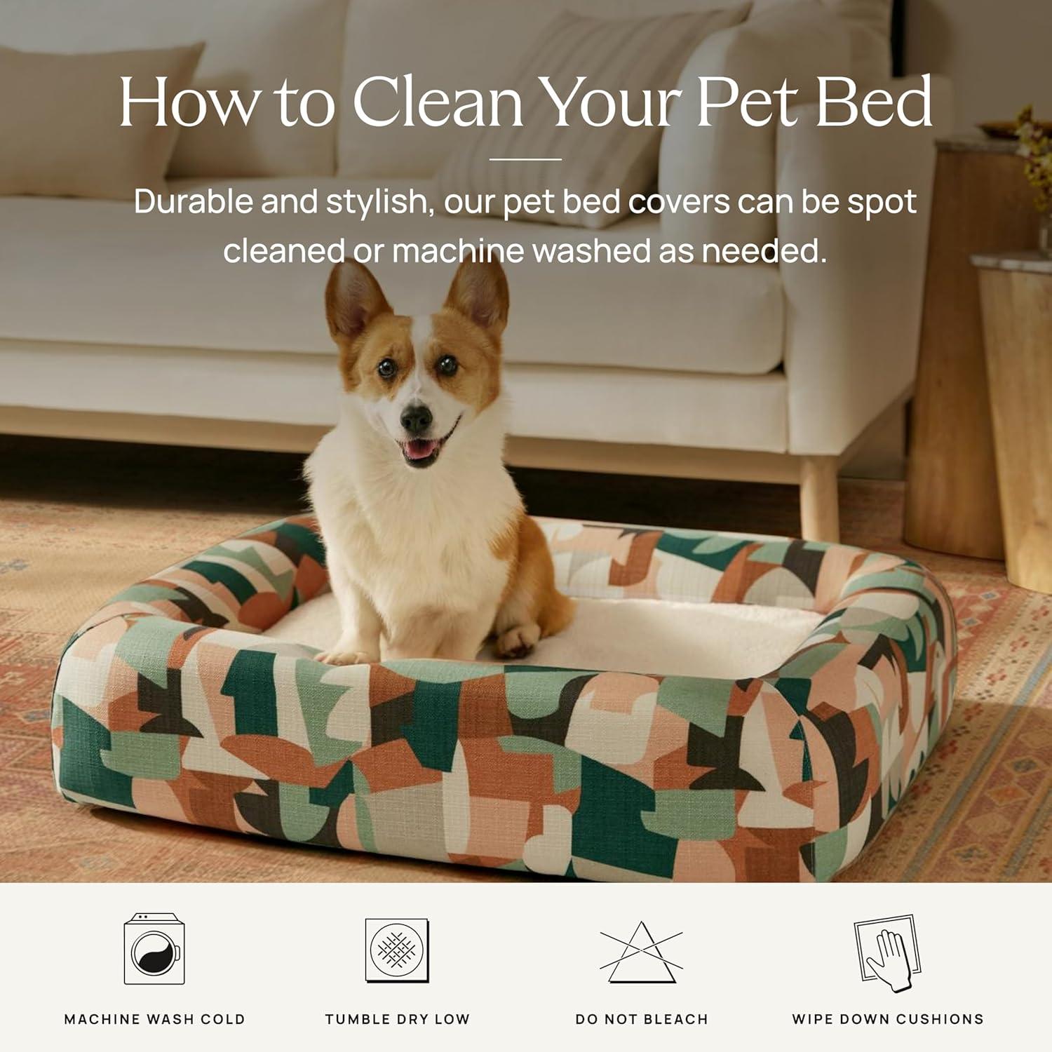 imageRuggable Small Dog Bed Indestructible Washable Waterproof Cover Calming Memory Foam Plush Crate for Dogs 28 inch up to 25lbs Non Slip Couch Premium Donut Bolster Sides Stone GreyHarper Blue Woven