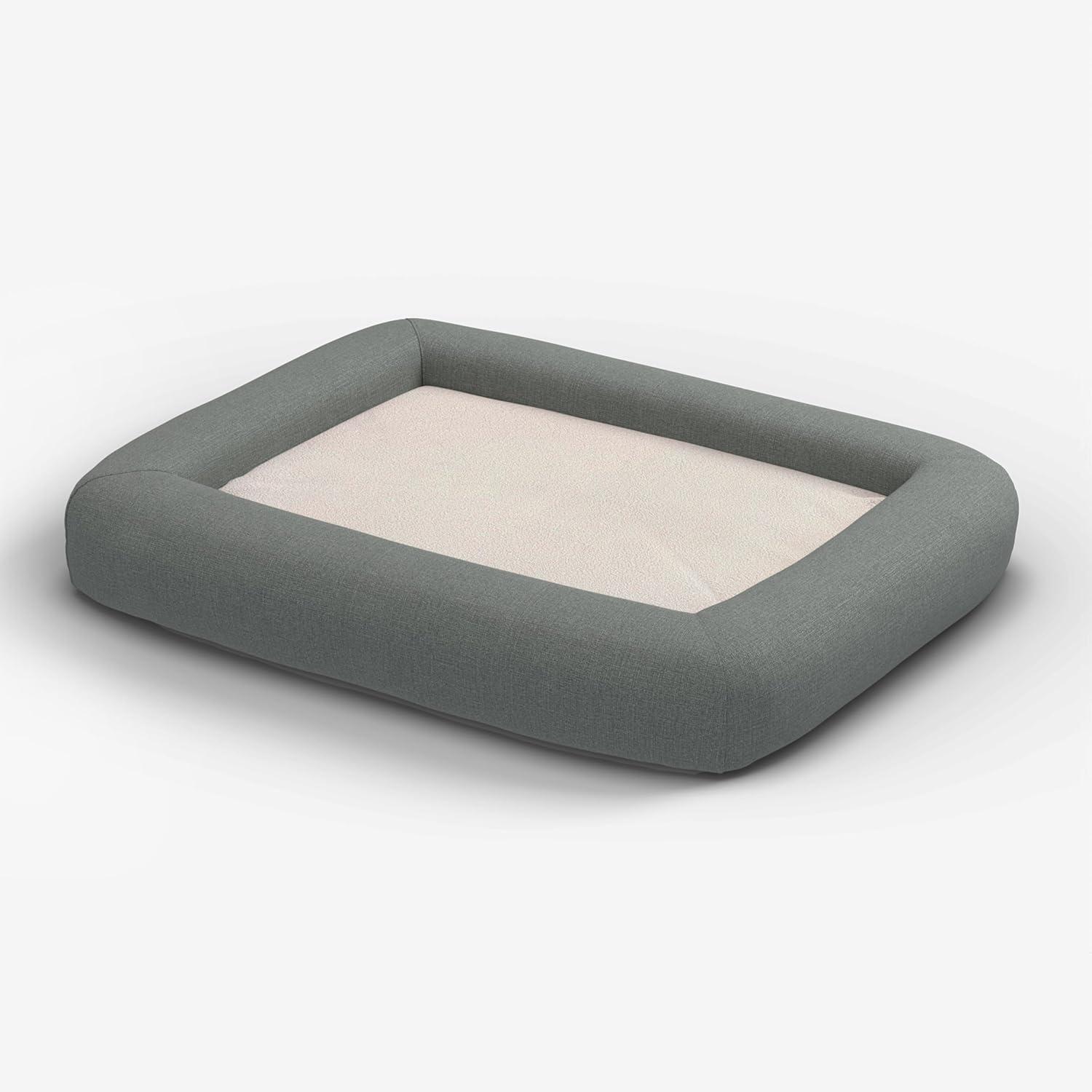 imageRuggable Small Dog Bed Indestructible Washable Waterproof Cover Calming Memory Foam Plush Crate for Dogs 28 inch up to 25lbs Non Slip Couch Premium Donut Bolster Sides Stone GreyStone Grey Woven