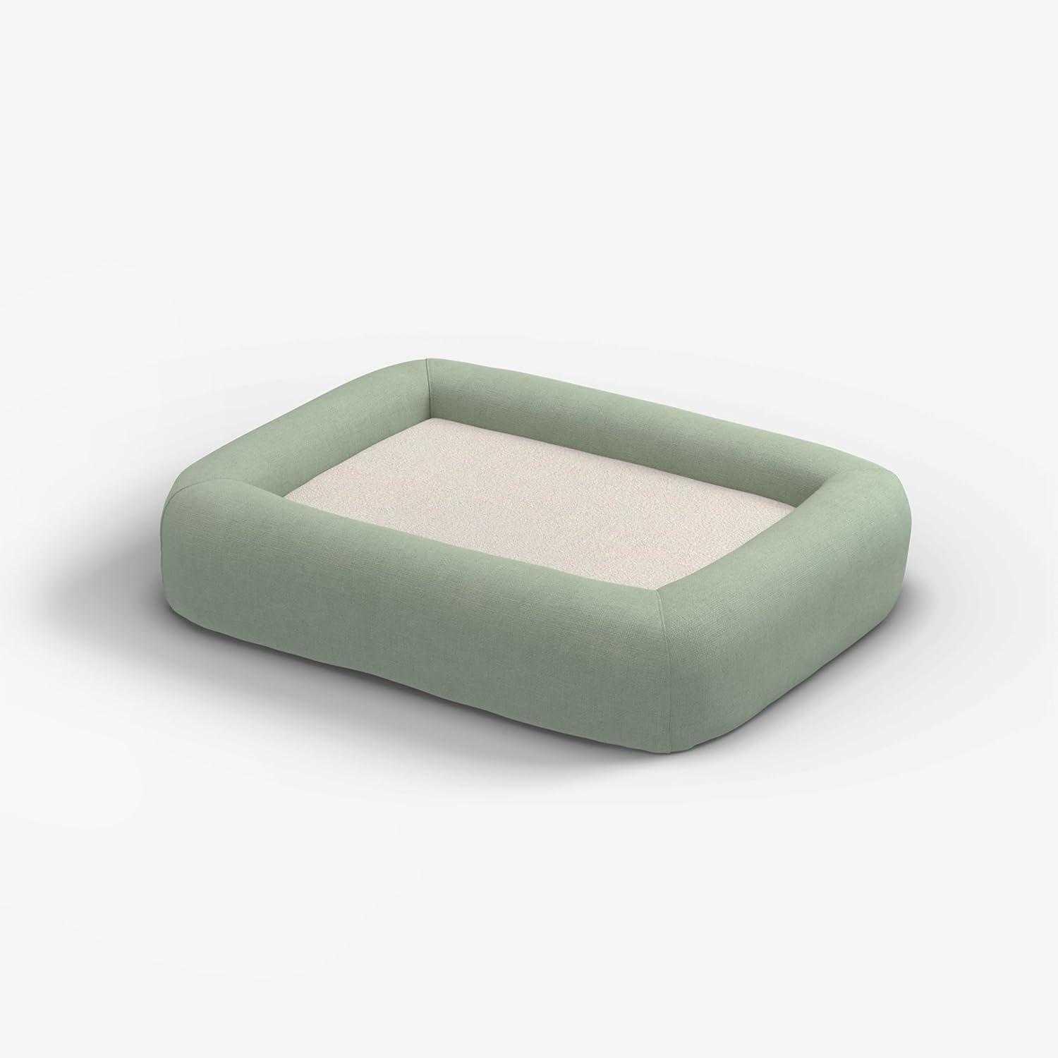 imageRuggable Small Dog Bed Indestructible Washable Waterproof Cover Calming Memory Foam Plush Crate for Dogs 28 inch up to 25lbs Non Slip Couch Premium Donut Bolster Sides Stone GreySage Green Woven