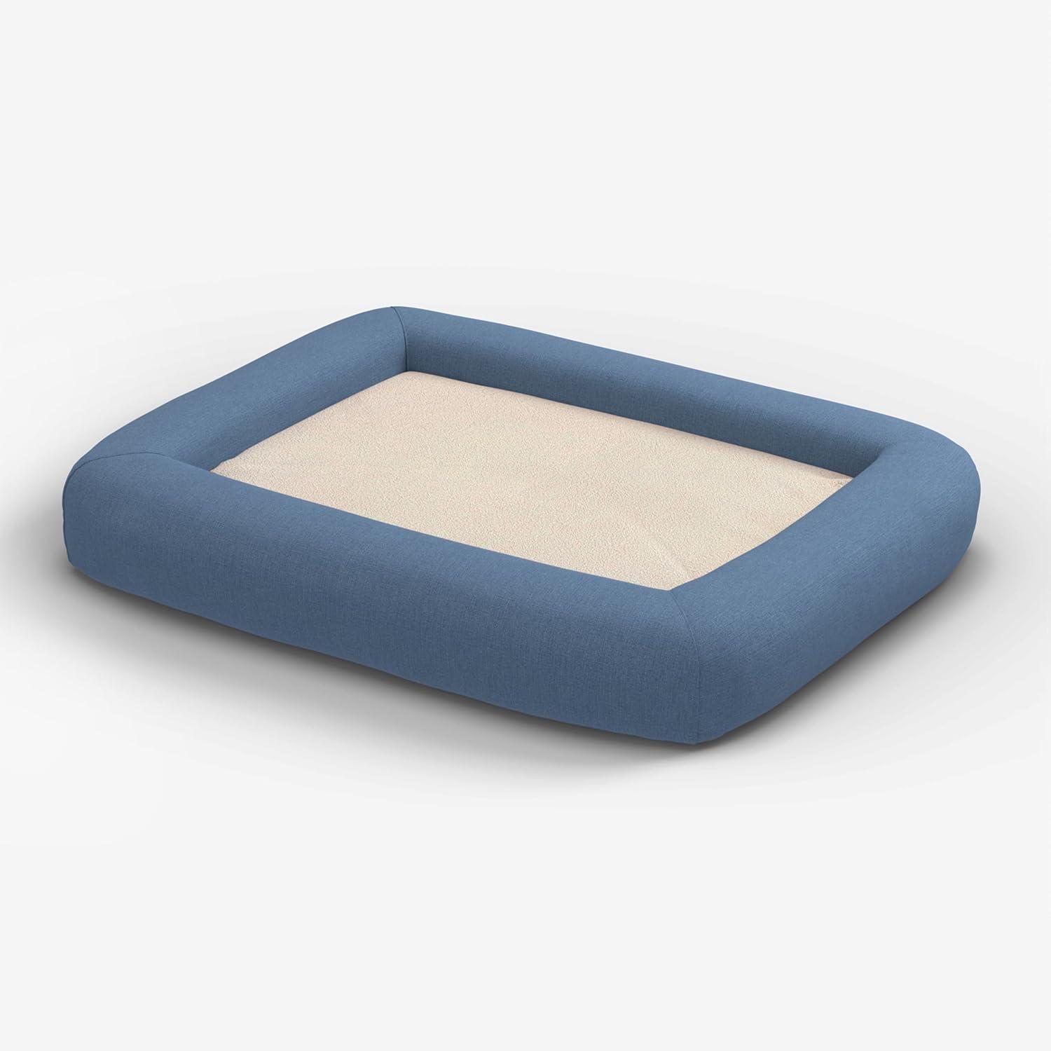 imageRuggable Small Dog Bed Indestructible Washable Waterproof Cover Calming Memory Foam Plush Crate for Dogs 28 inch up to 25lbs Non Slip Couch Premium Donut Bolster Sides Stone GreyBlue Woven