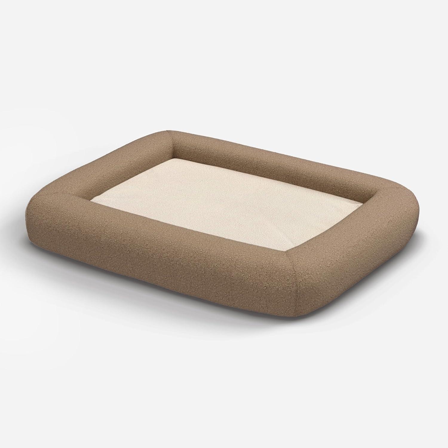 imageRuggable Small Dog Bed Indestructible Washable Waterproof Cover Calming Memory Foam Plush Crate for Dogs 28 inch up to 25lbs Non Slip Couch Premium Donut Bolster Sides Stone GreyTaupe Boucle