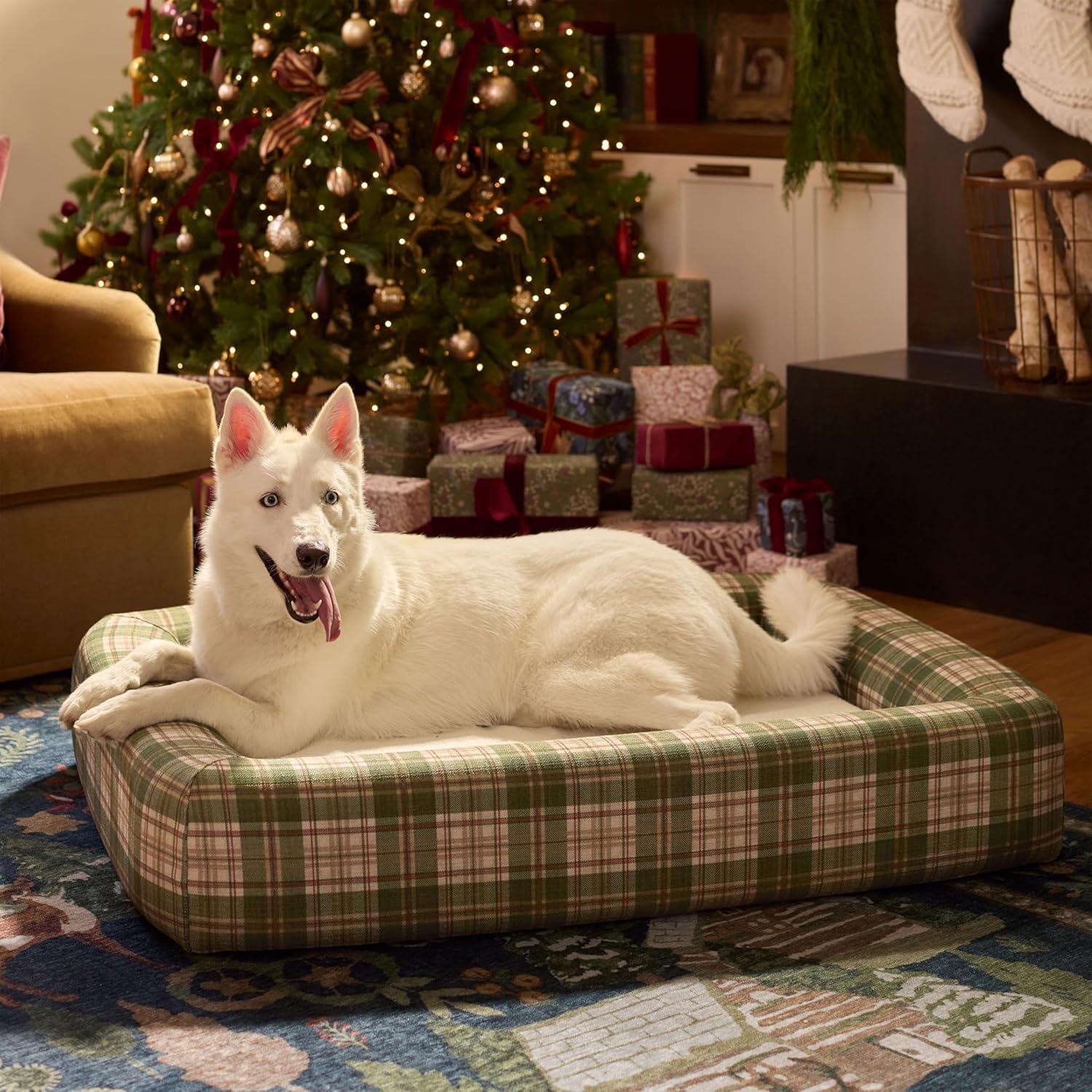 imageRuggable Small Dog Bed Indestructible Washable Waterproof Cover Calming Memory Foam Plush Crate for Dogs 28 inch up to 25lbs Non Slip Couch Premium Donut Bolster Sides Stone GreySpruce Tartan Green Natural Woven