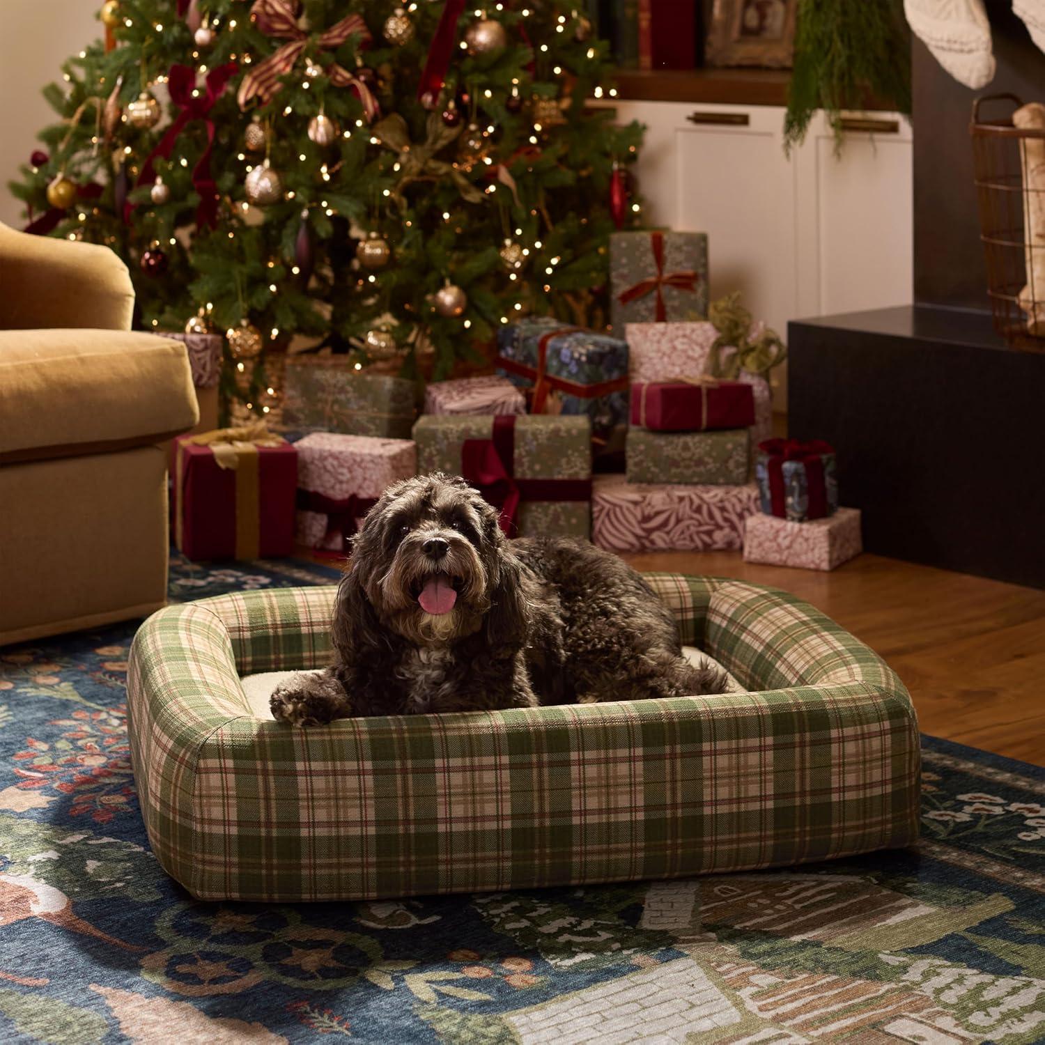 imageRuggable Small Dog Bed Indestructible Washable Waterproof Cover Calming Memory Foam Plush Crate for Dogs 28 inch up to 25lbs Non Slip Couch Premium Donut Bolster Sides Stone GreySpruce Tartan Green Natural Woven